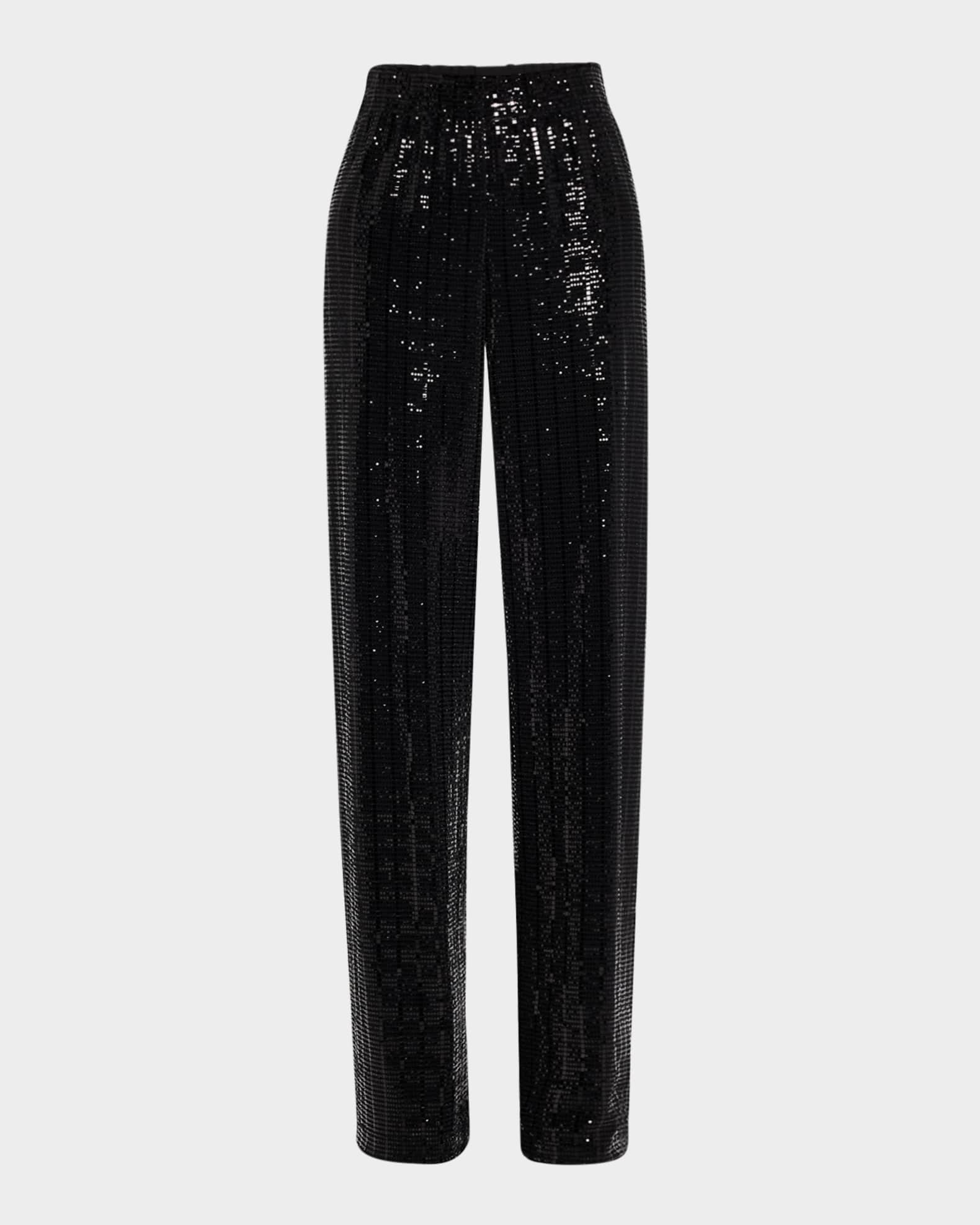 Elba Sequined Straight-Leg Pants 0