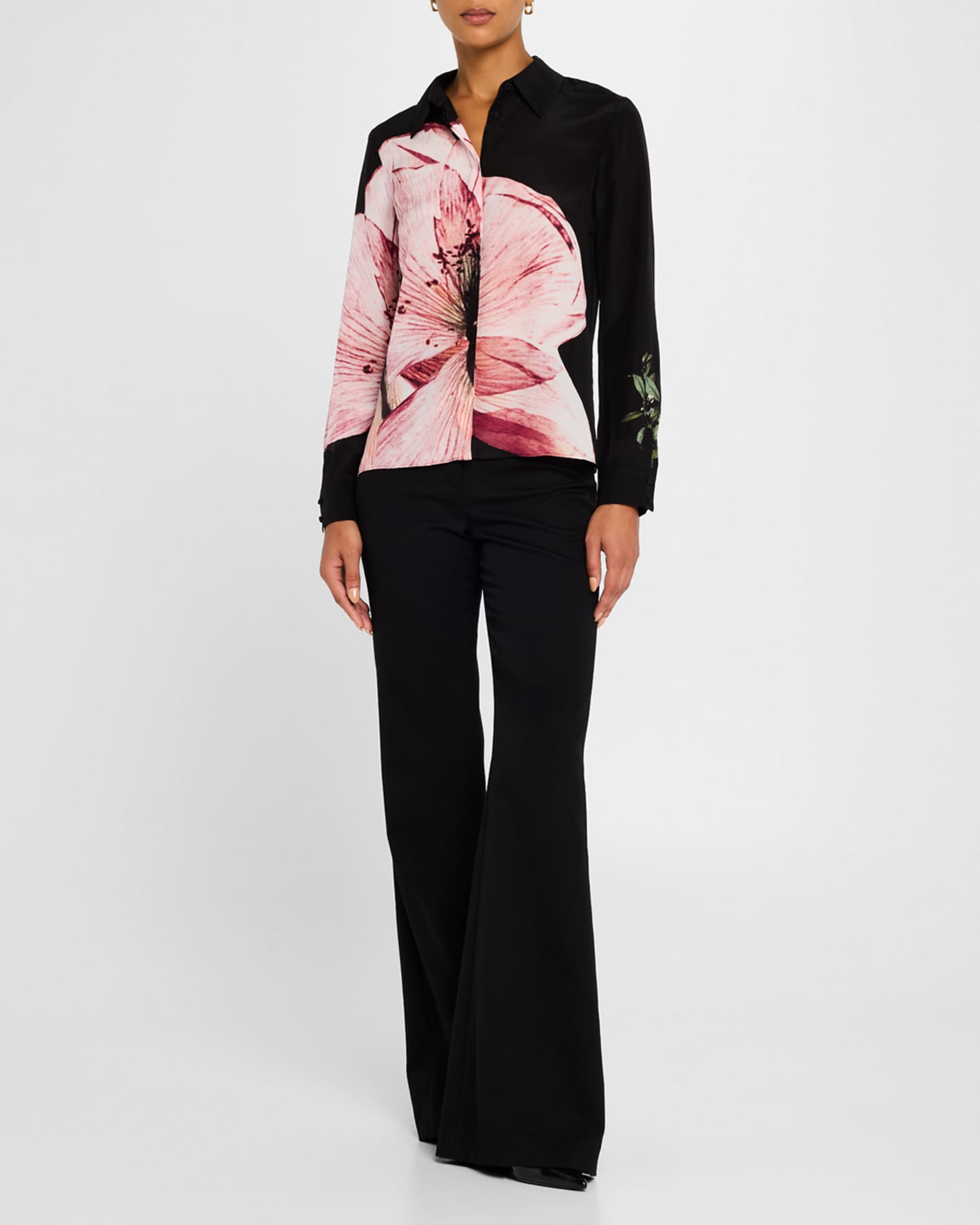 Luna Floral Willa Silk Placket Top 1
