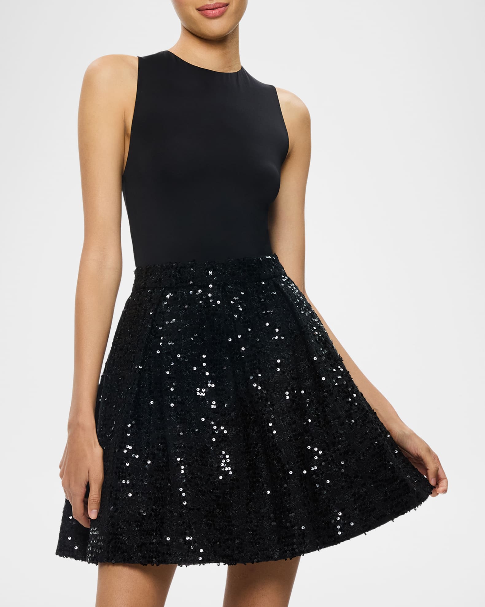 Alice + Olivia Chara Sequined Sleeveless Mini Dress | Neiman