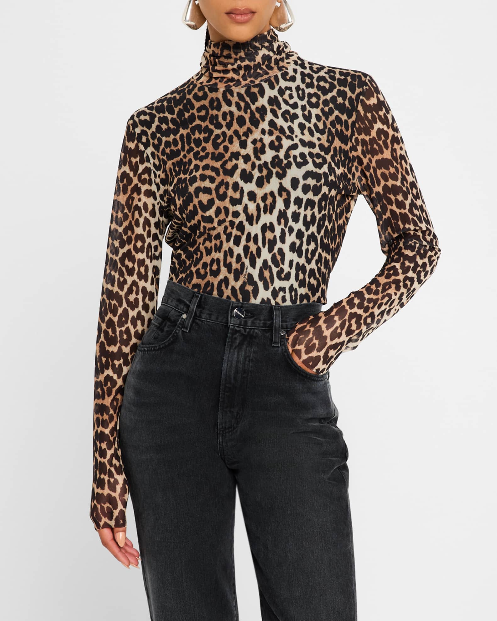 Ganni leopard turtleneck sale
