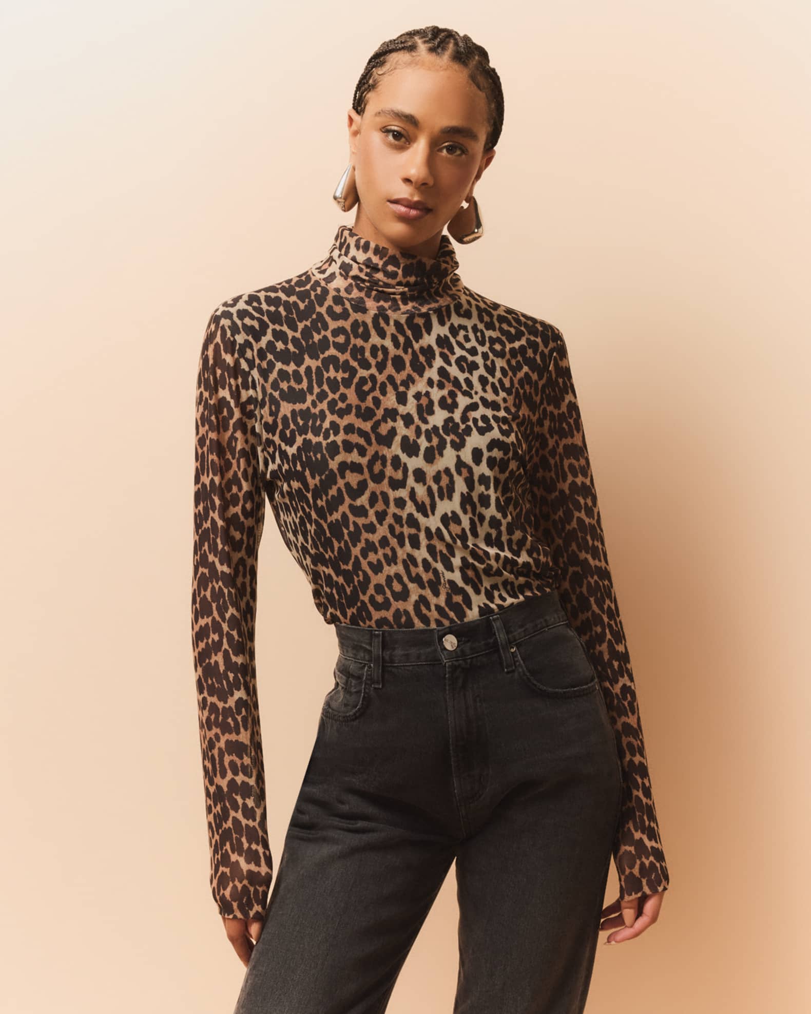 Ganni leopard turtleneck online