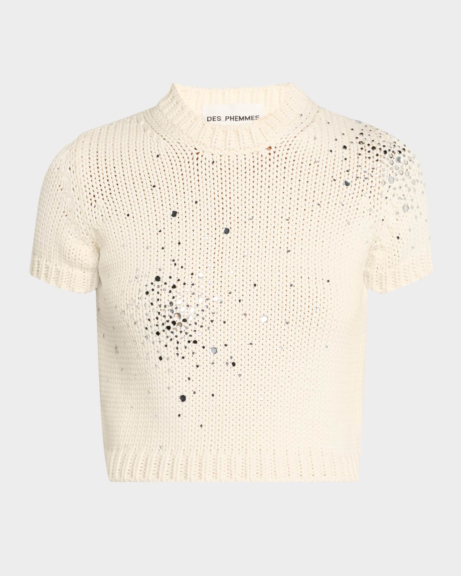 Embroidered Chunky Knit Crop Top 1