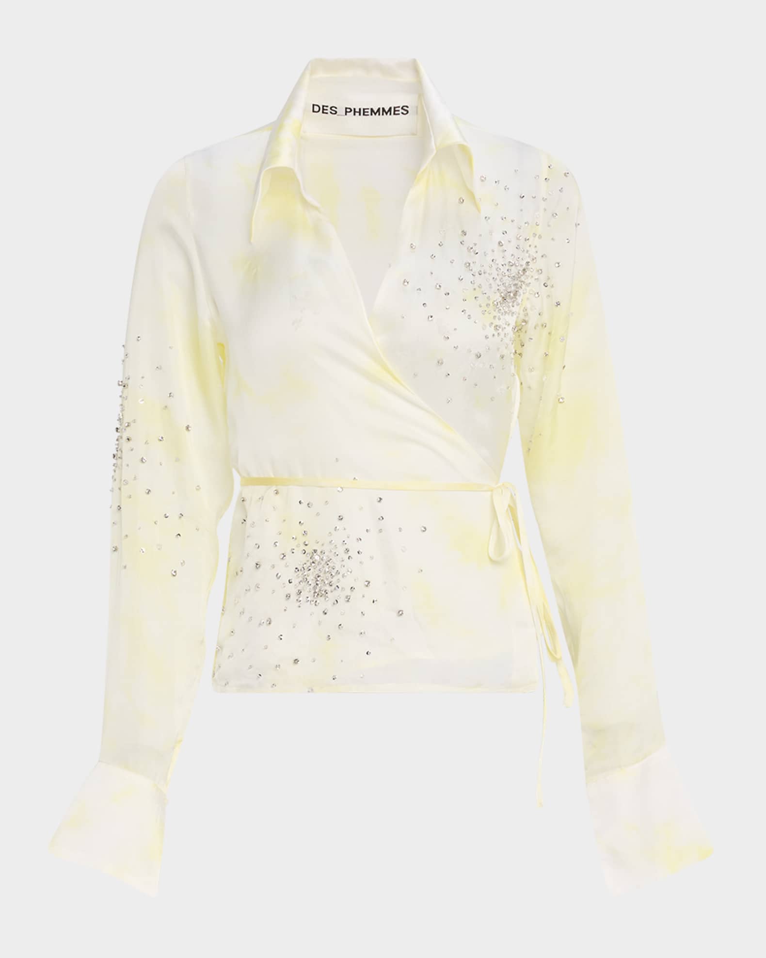 Embellished Tie-Dye Wrap Shirt  0