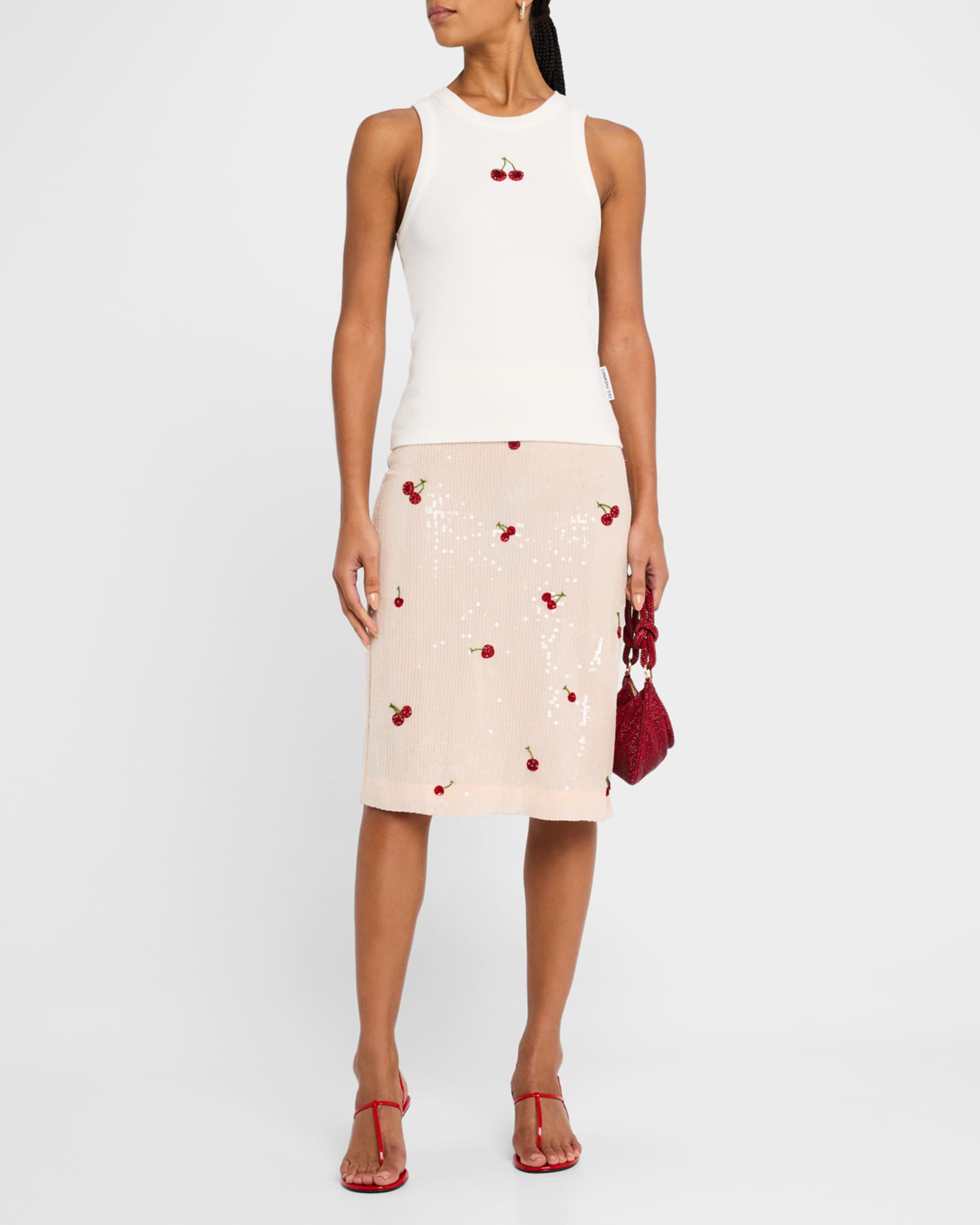 Cherry Sequined Midi Skirt 1