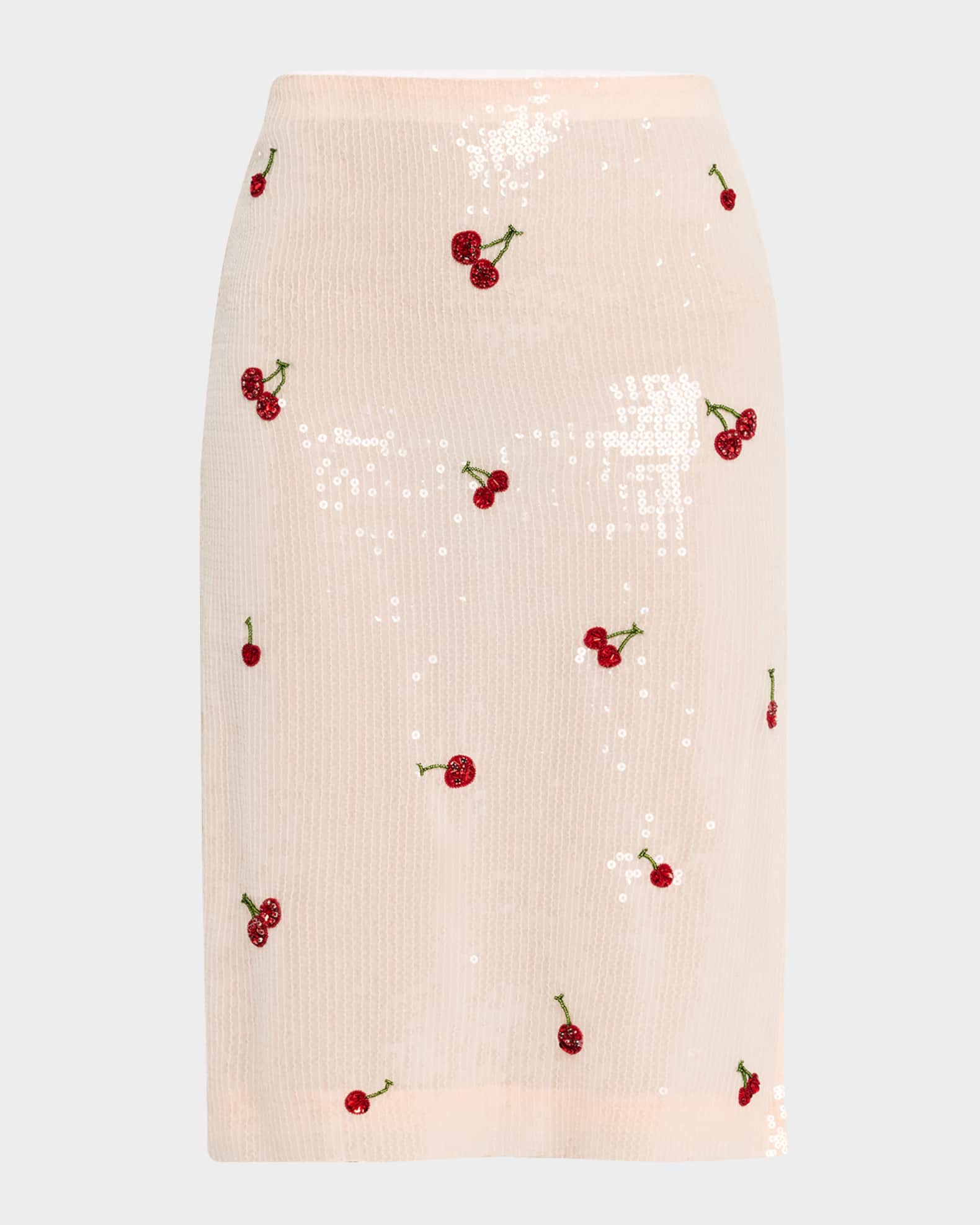 Cherry Sequined Midi Skirt 0