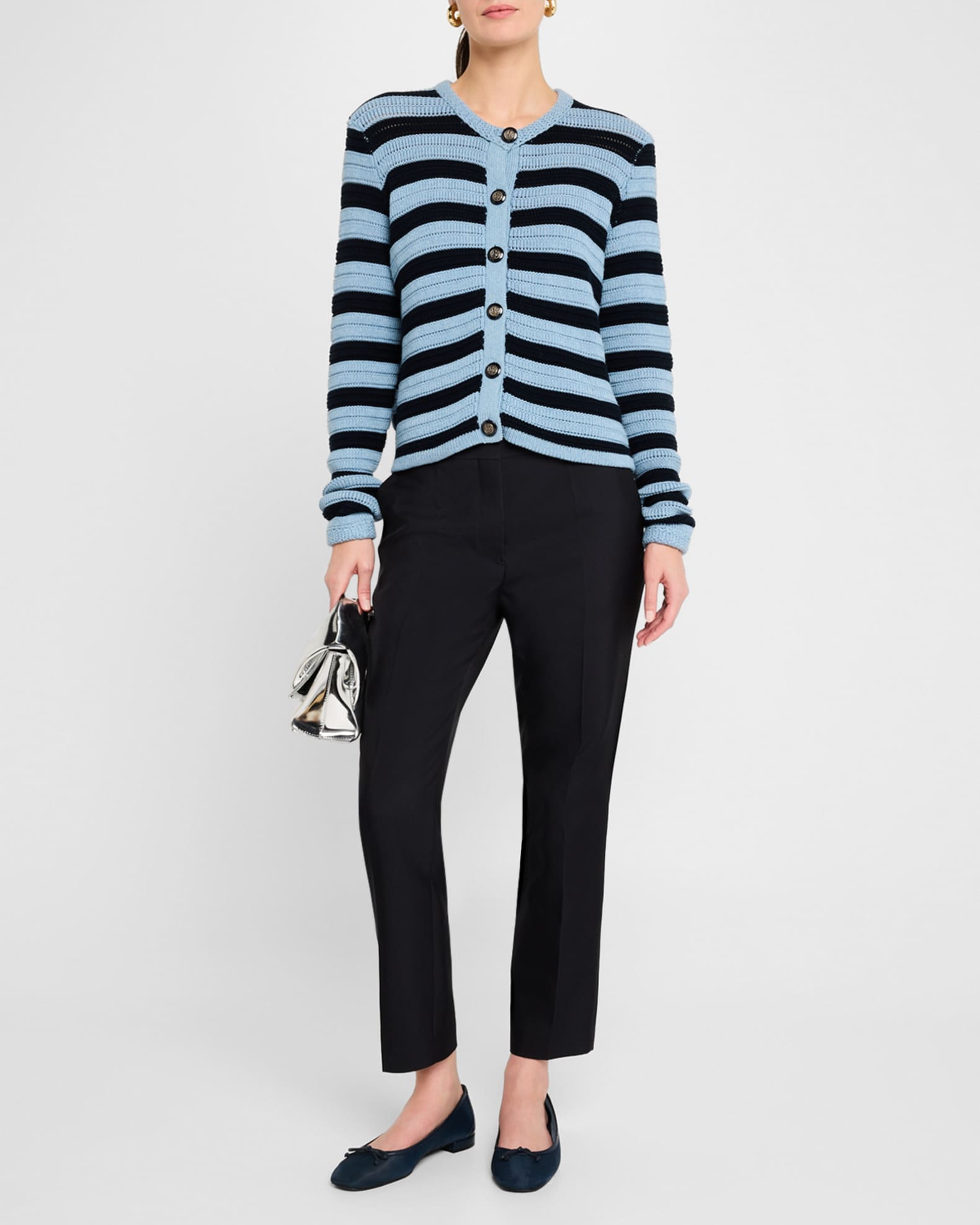 Button-Down Striped Knit Jacket 1