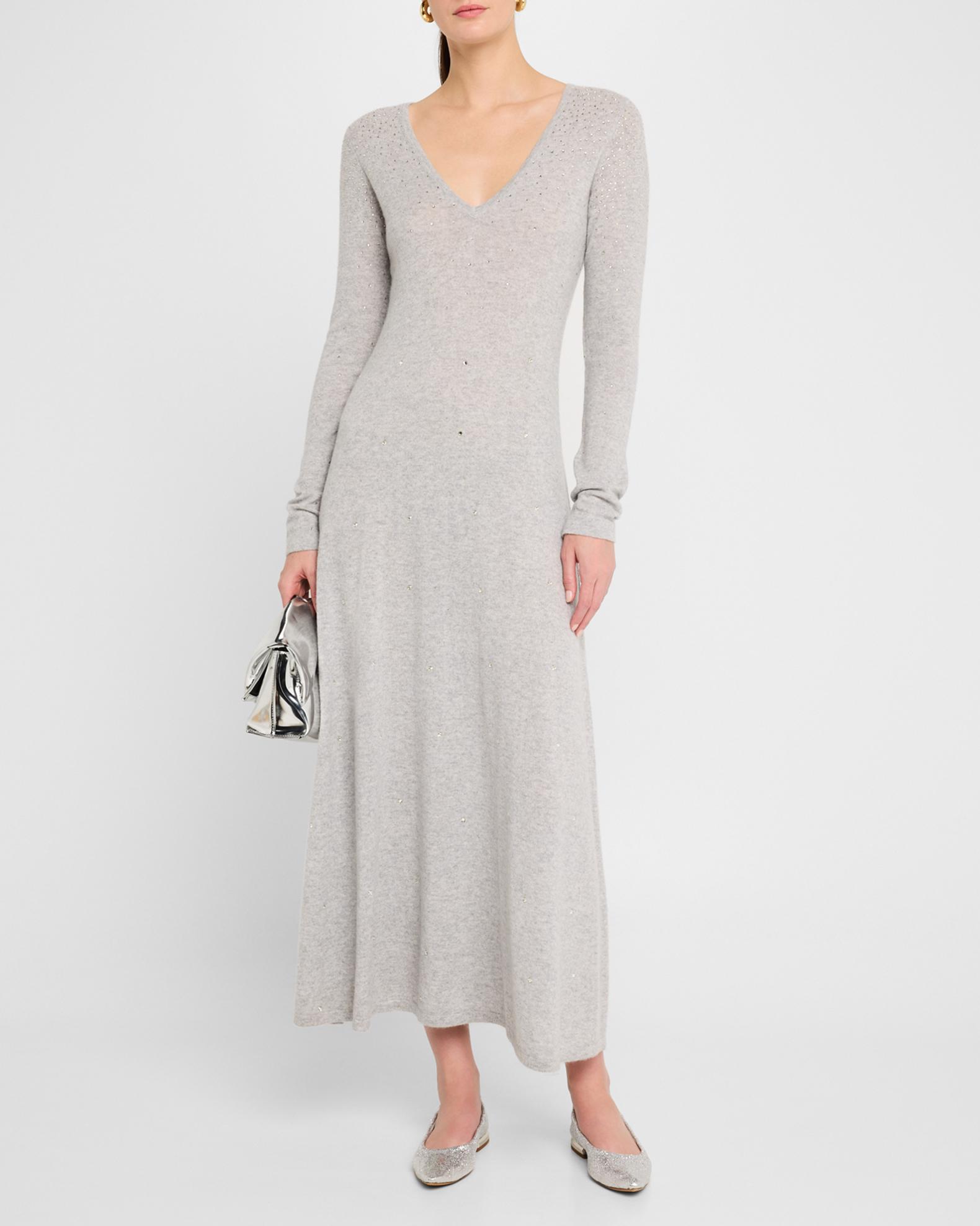 Autumn Cashmere Rhinestone Cashmere Midi Sweater Dress | Neiman Marcus