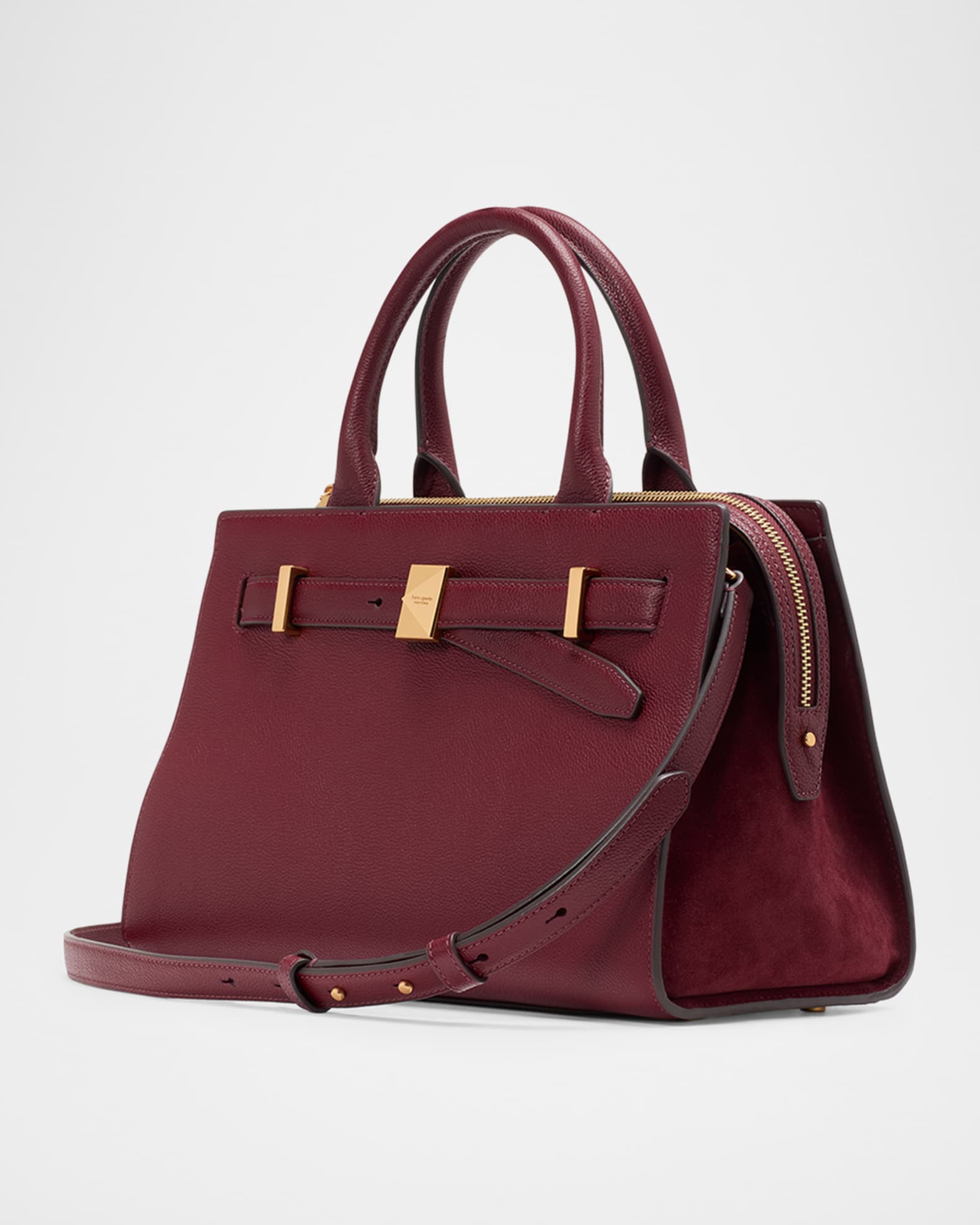 deco pebbled leather & suede top-handle bag 1