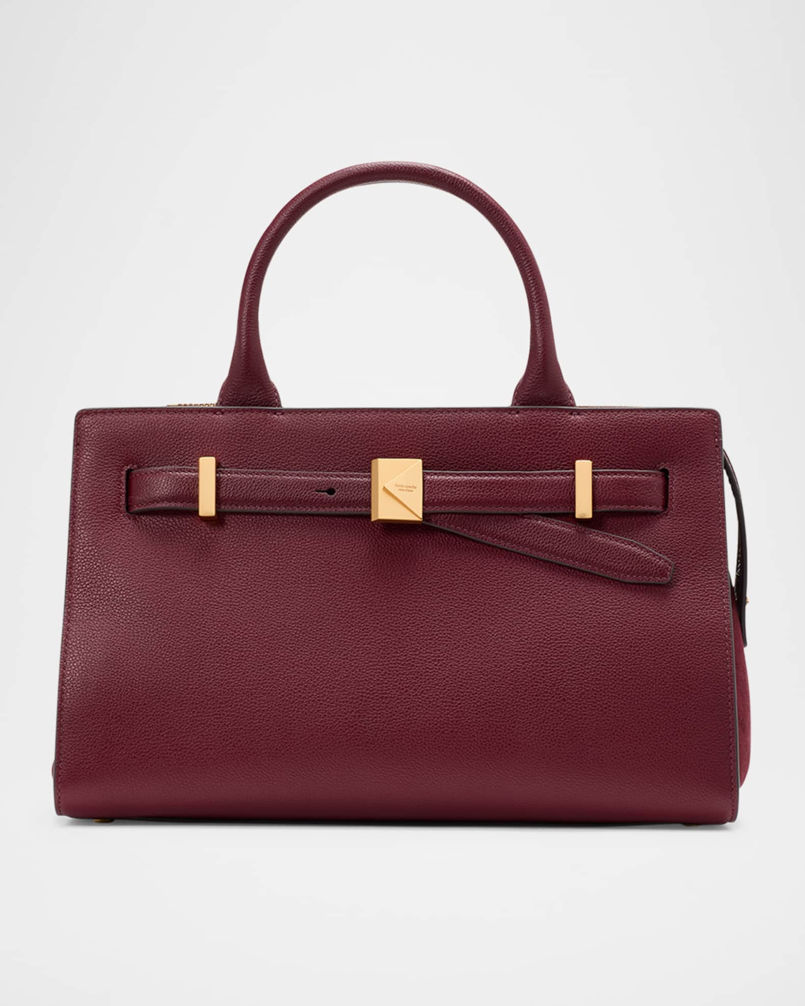deco pebbled leather & suede top-handle bag 0