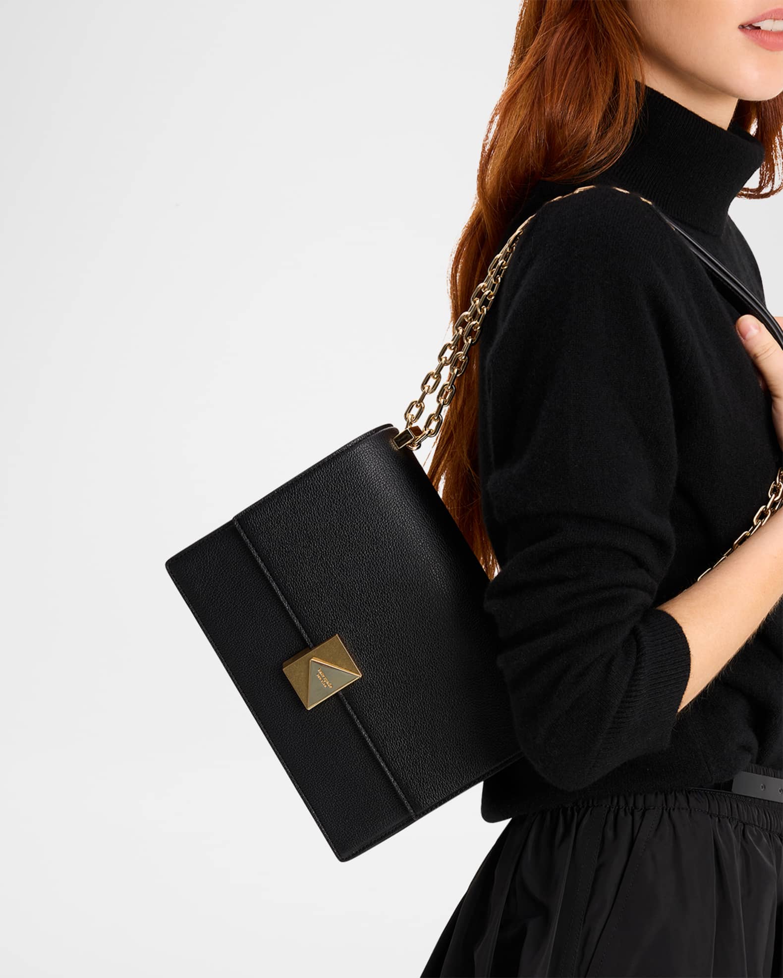deco pebbled leather shoulder bag 1