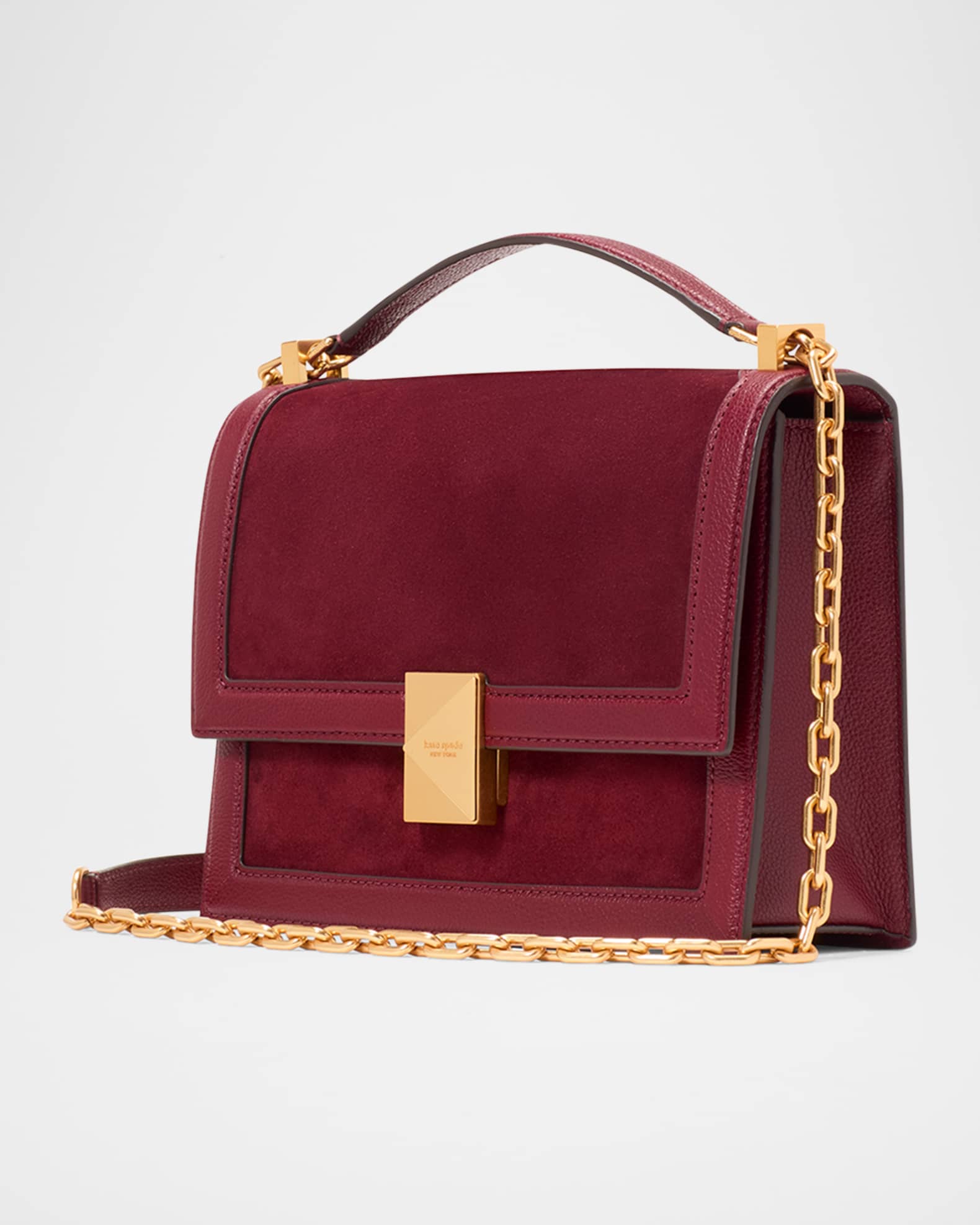 kate spade new york deco pebbled leather suede shoulder bag Neiman Marcus