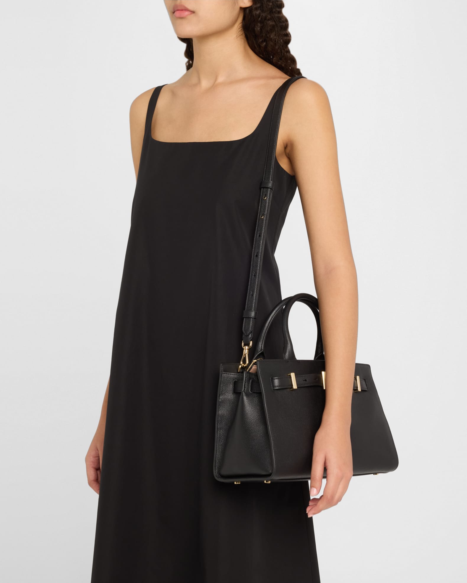 tribeca pebbled leather top-handle bag 1