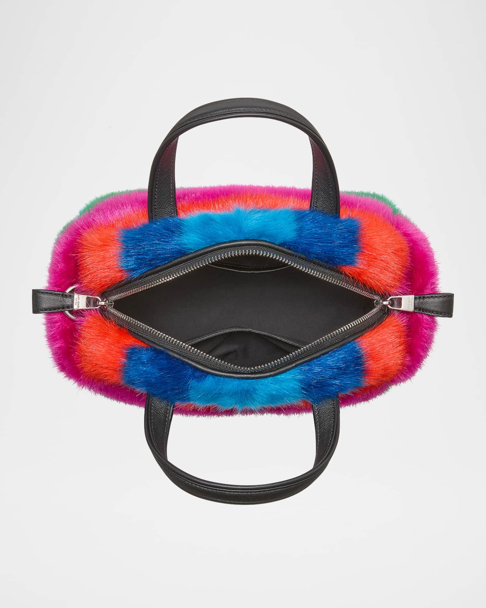 kate spade new york striped puff faux-fur top-handle bag kate spade new york striped puff faux-fur top-handle bag