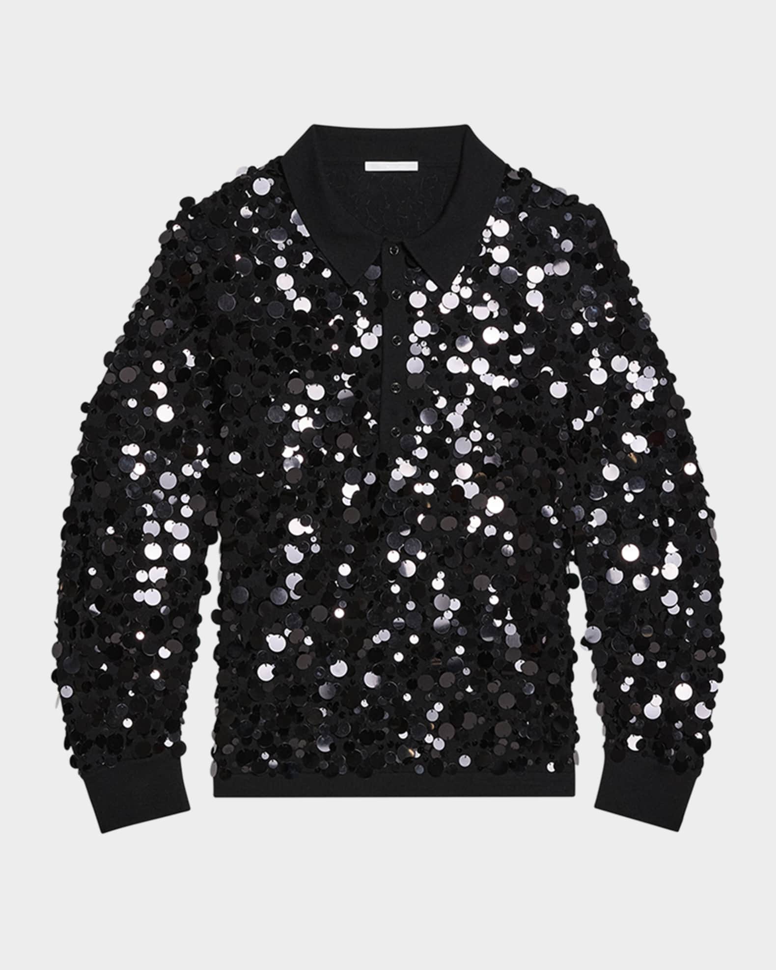 Sequined Polo Sweater 0