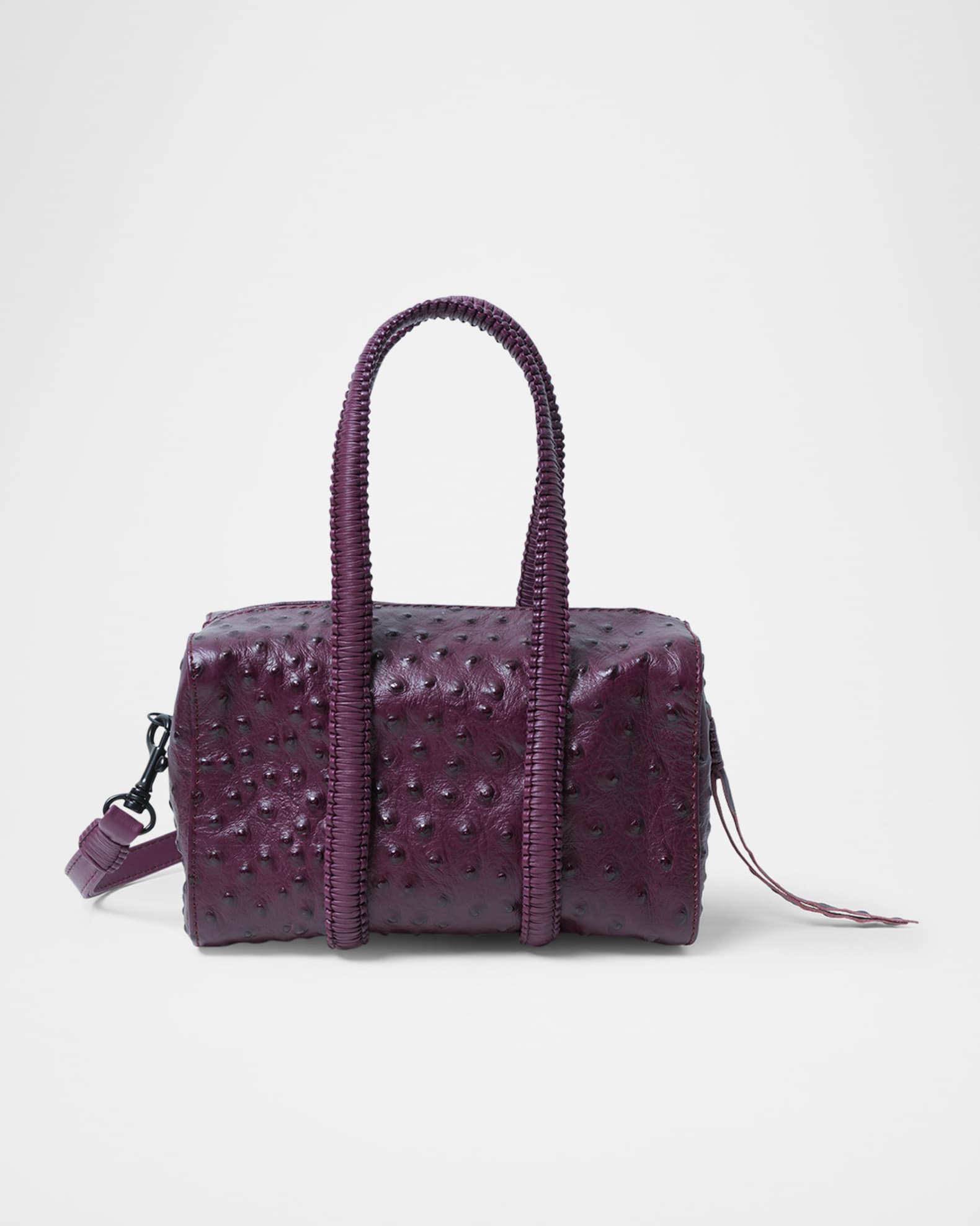 Mini Bowling Ostrich-Embossed Leather Top-Handle Bag 0