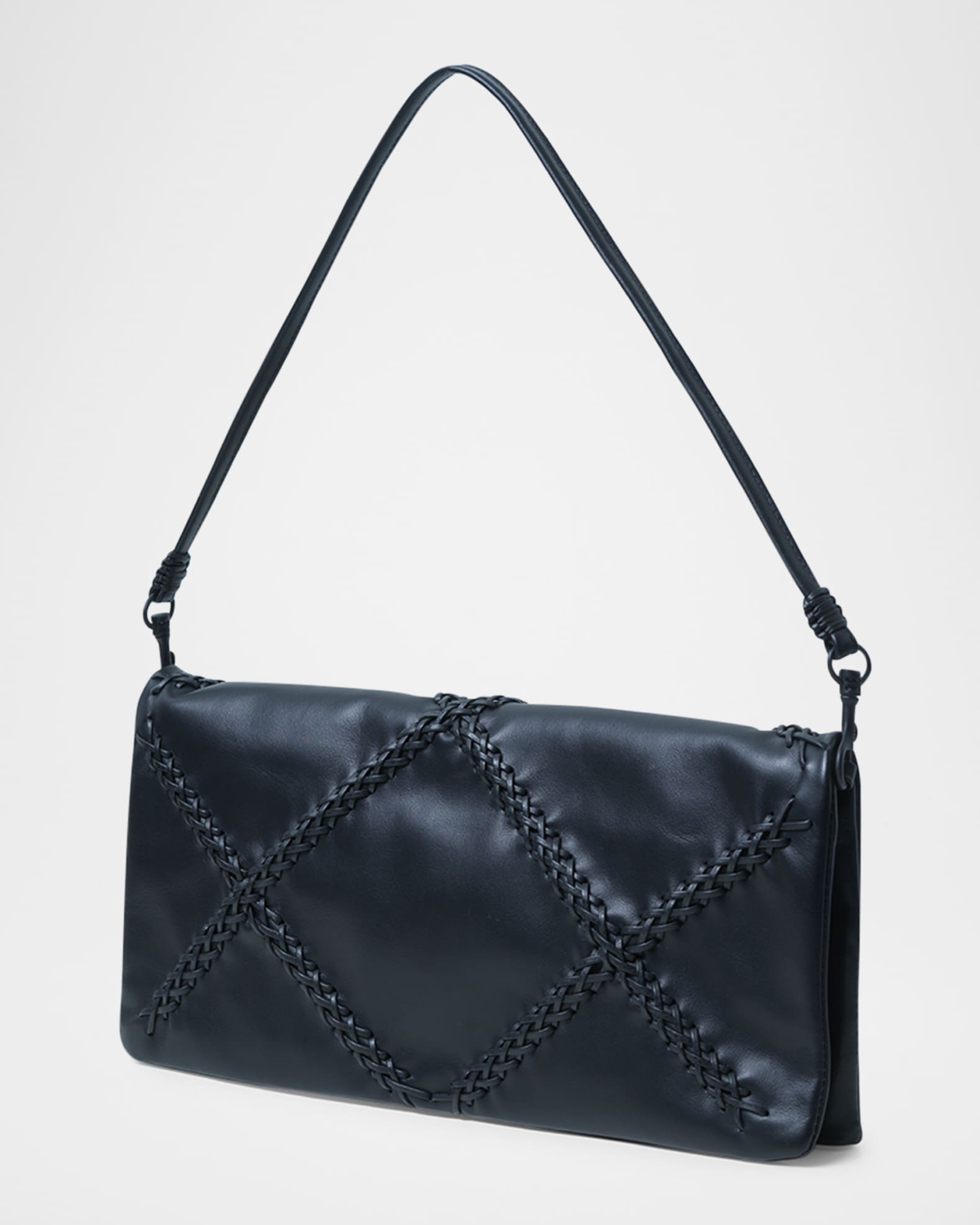 Fold-Over Flap Leather Shoulder Bag 1