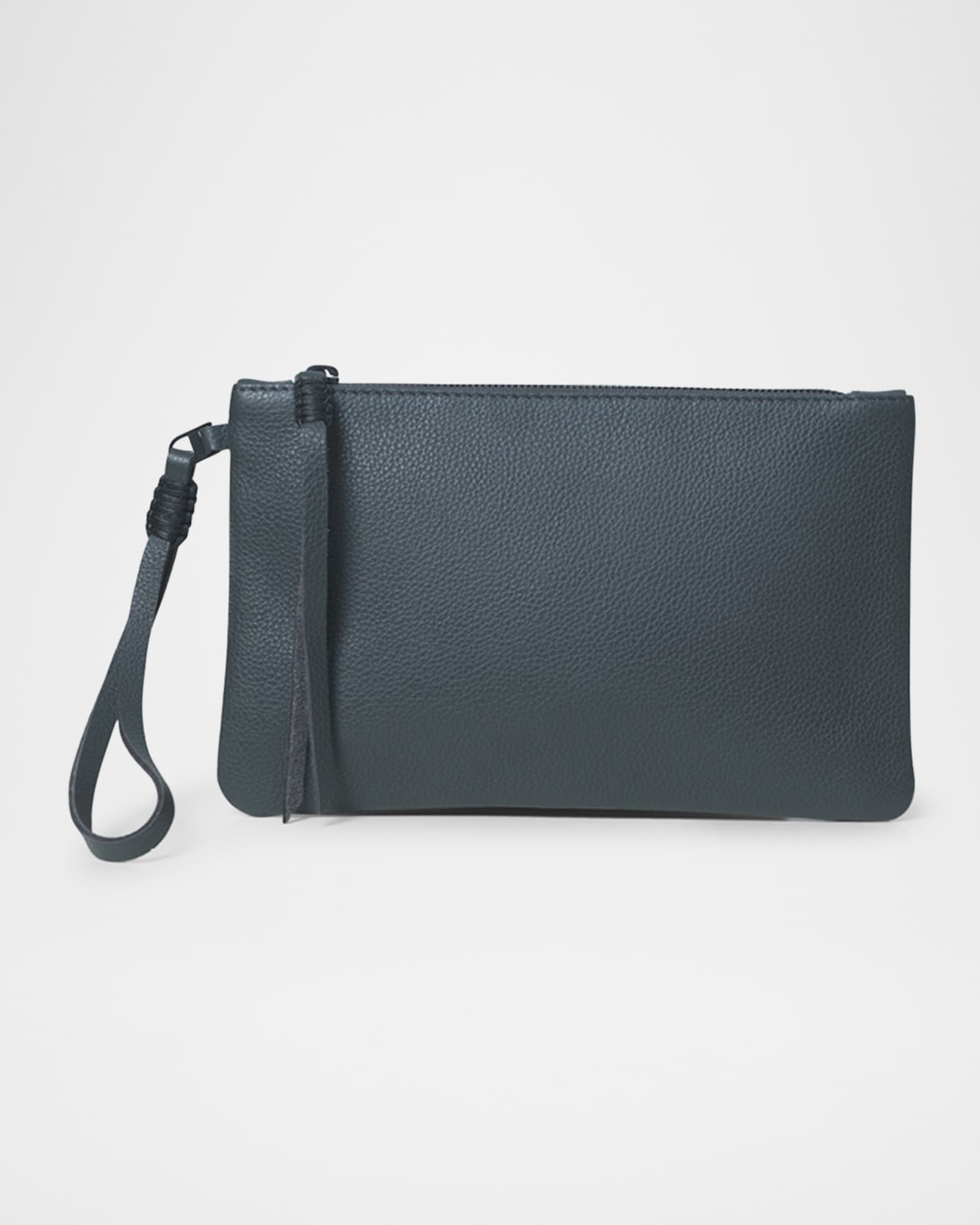 Slim Grained Leather Clutch Bag 0
