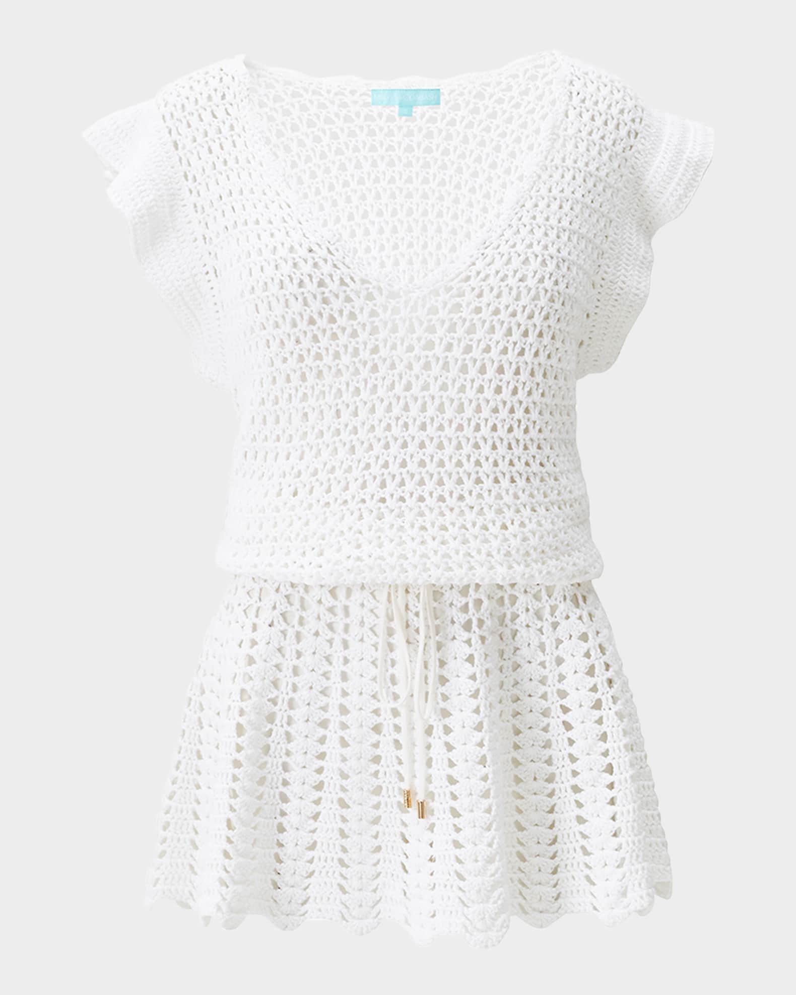 Annalise Crochet-Knit Mini Dress 0