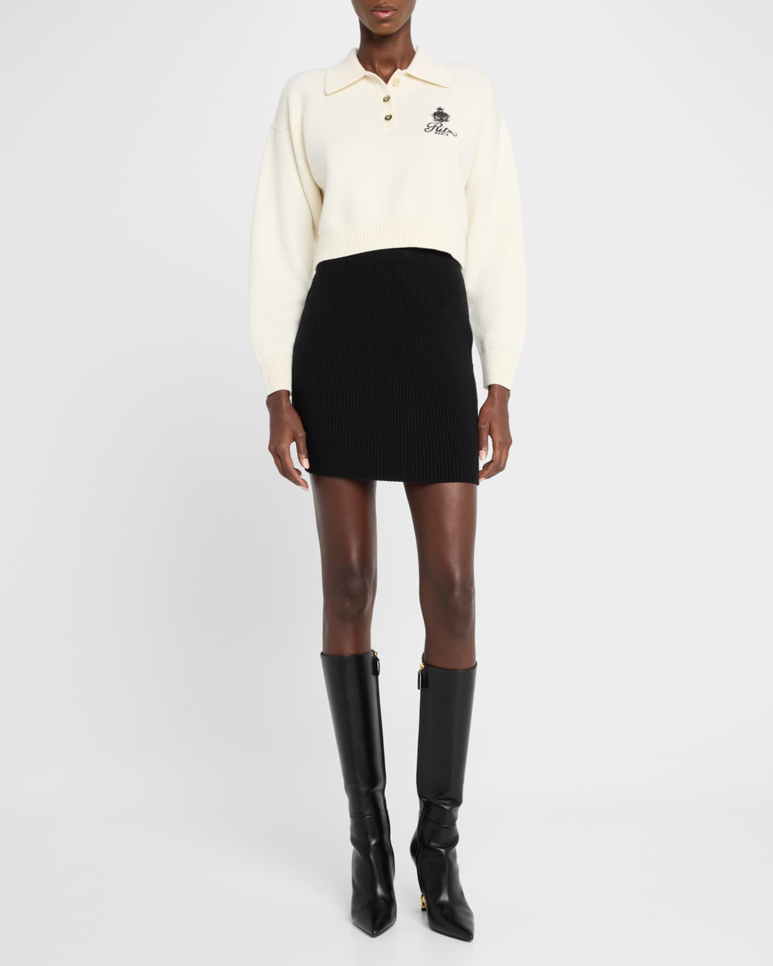 FRAME x Ritz Paris Crest Cashmere Polo Sweater 1