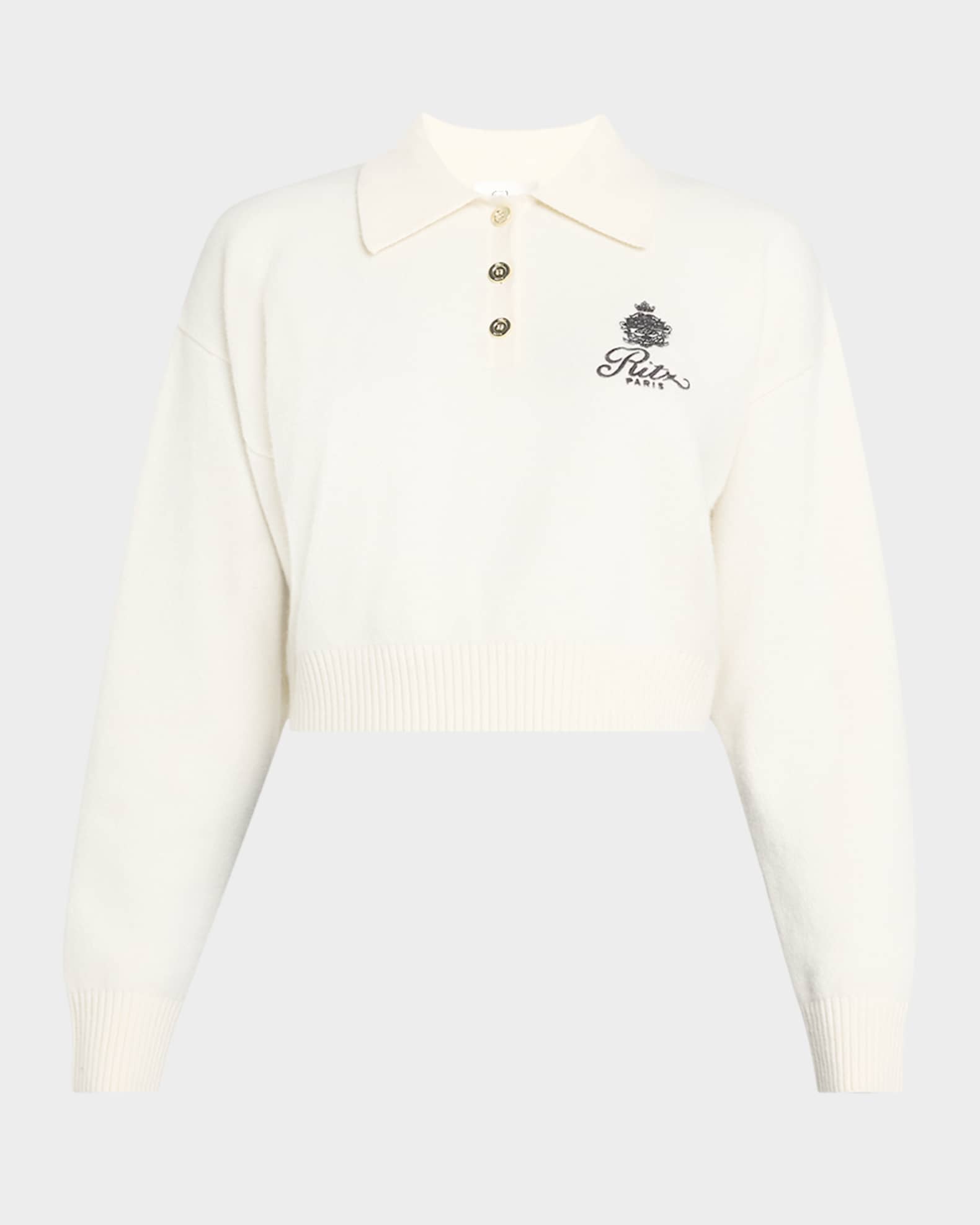 FRAME x Ritz Paris Crest Cashmere Polo Sweater 0