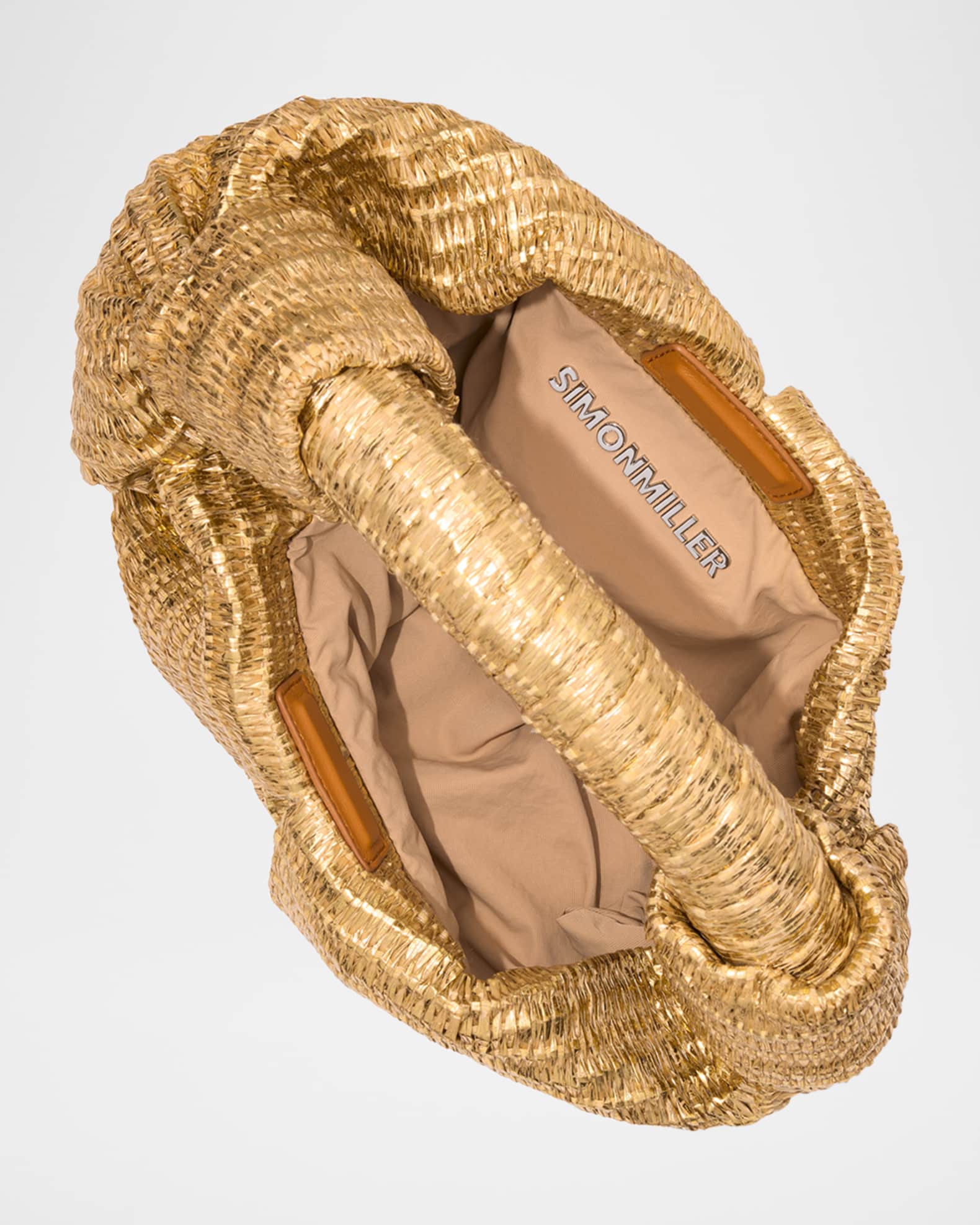 SIMONMILLER Lopsy Metallic Raffia Shoulder Bag | Neiman Marcus
