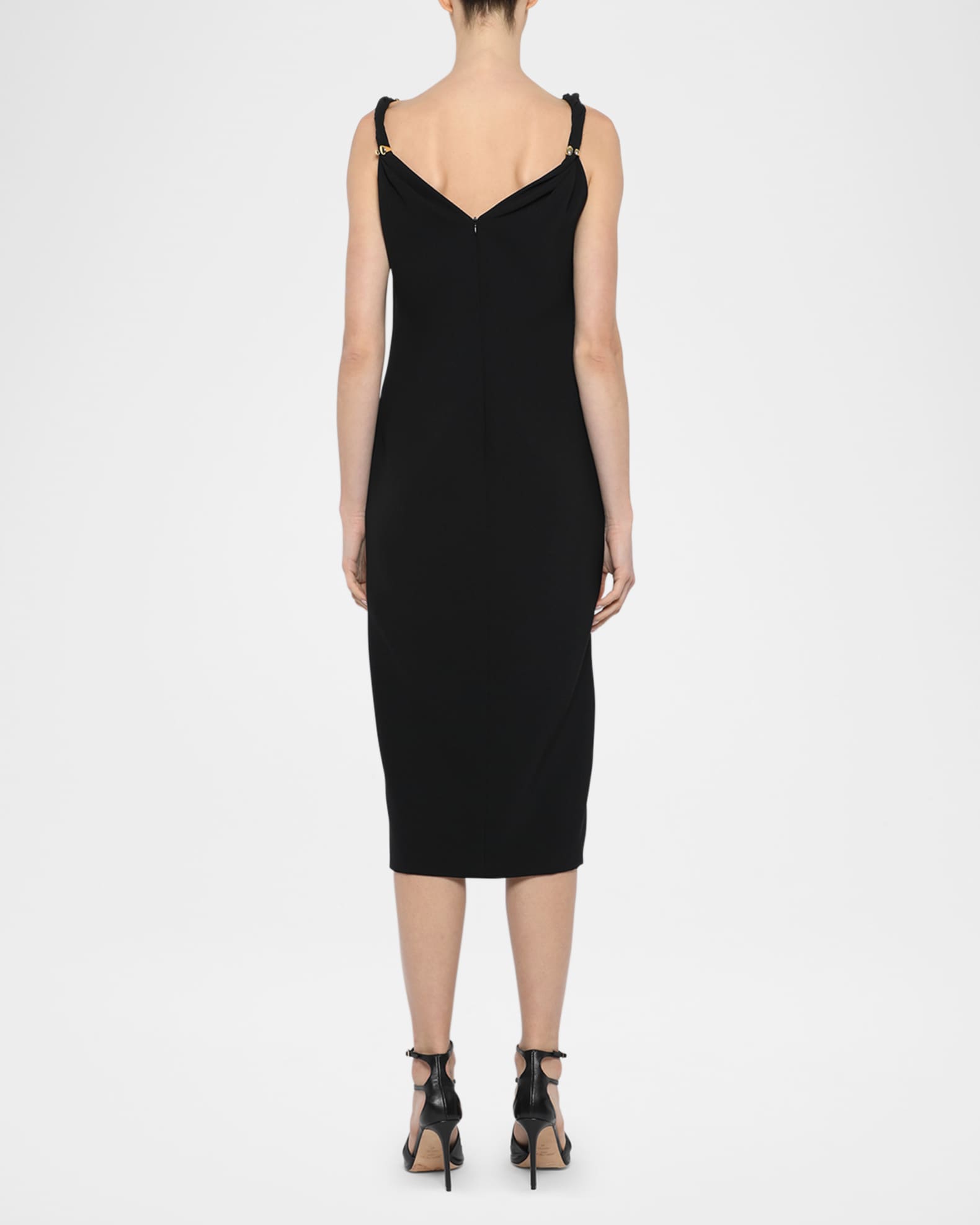 Twisted-Shoulder Slit Midi Dress 1