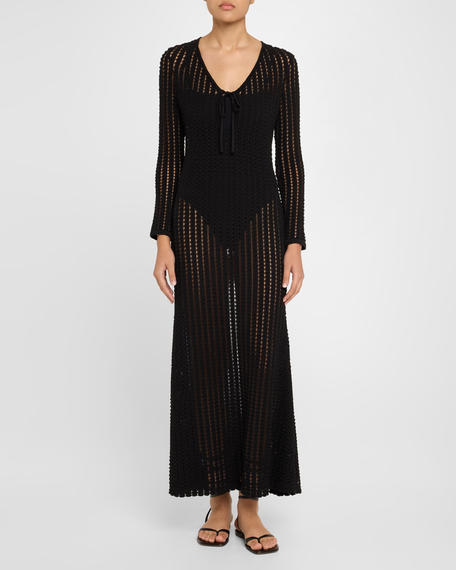 Elton Open-Knit Keyhole Maxi Dress 1