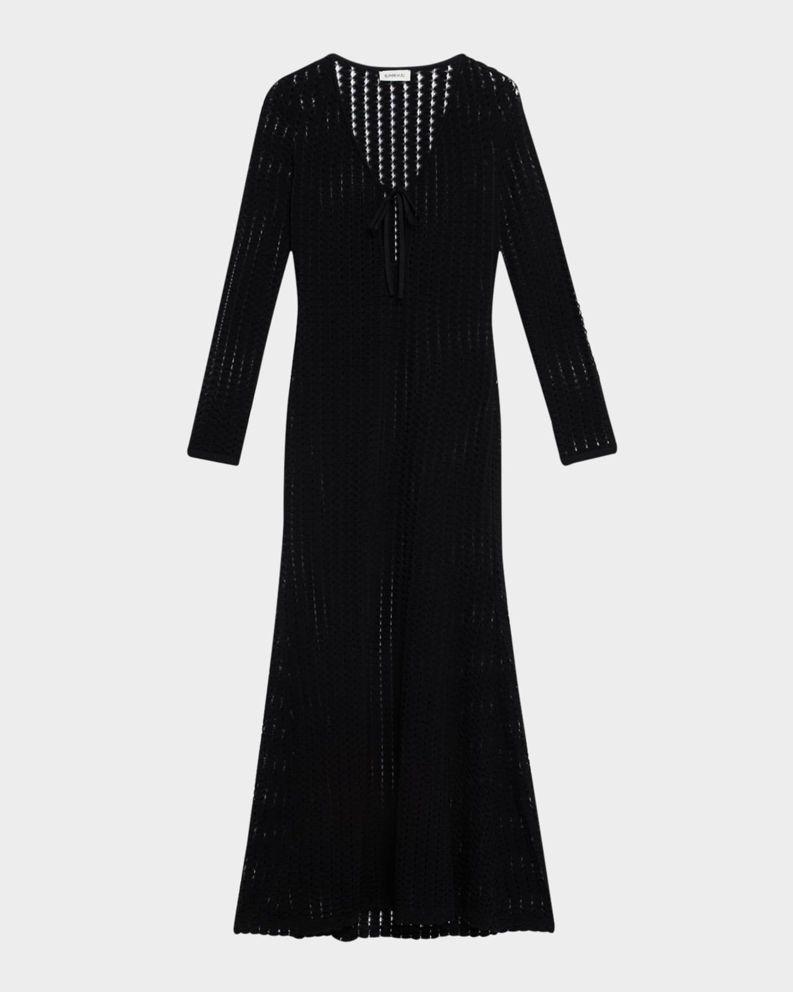 Elton Open-Knit Keyhole Maxi Dress 0