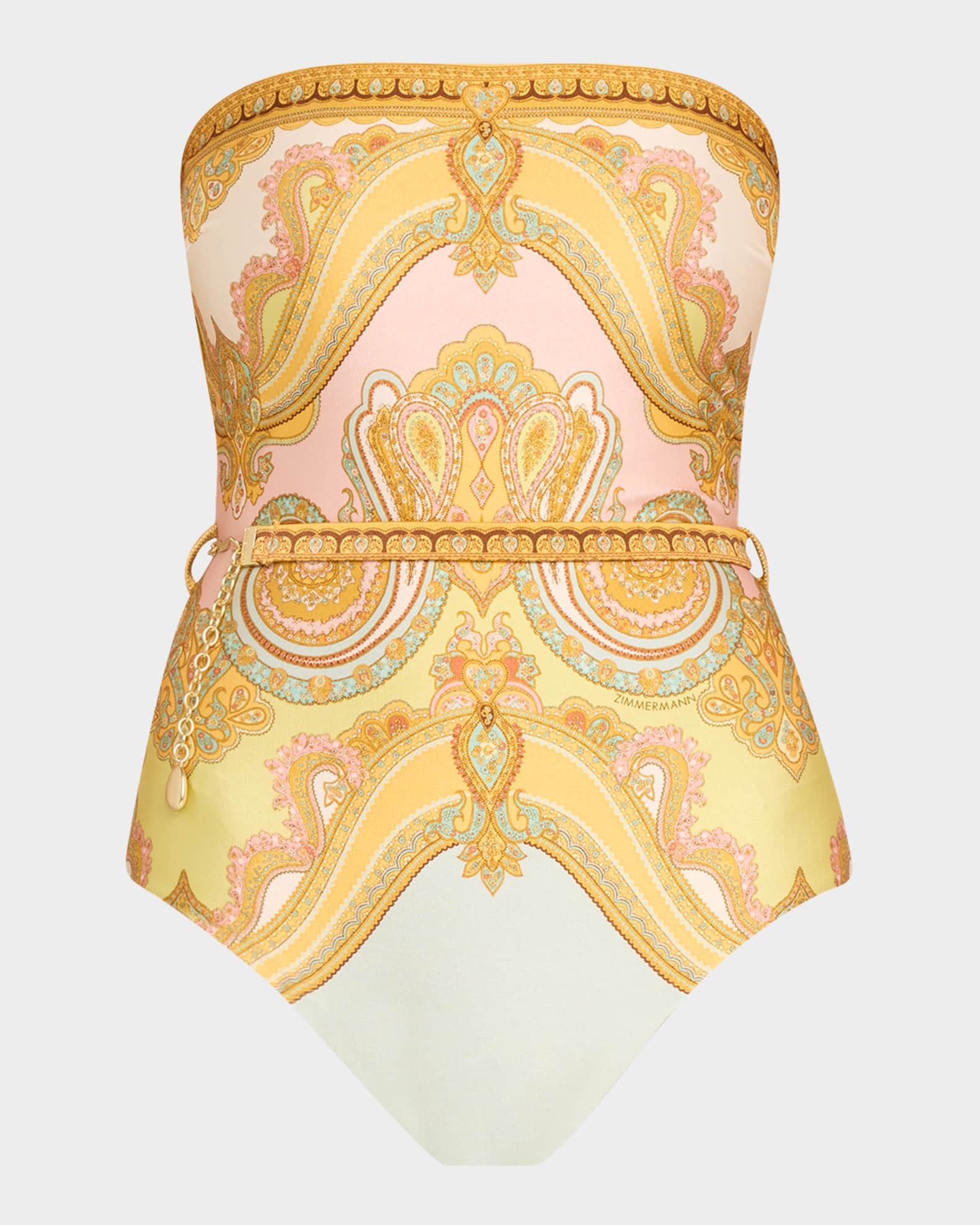 Maxine Chain Trim Bandeau One-Piece Swimsuit 0