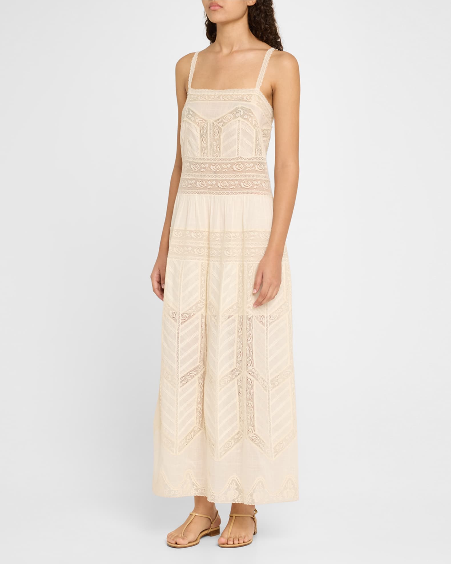 Zimmermann Acacia Lace Trim Slip Dress Tea