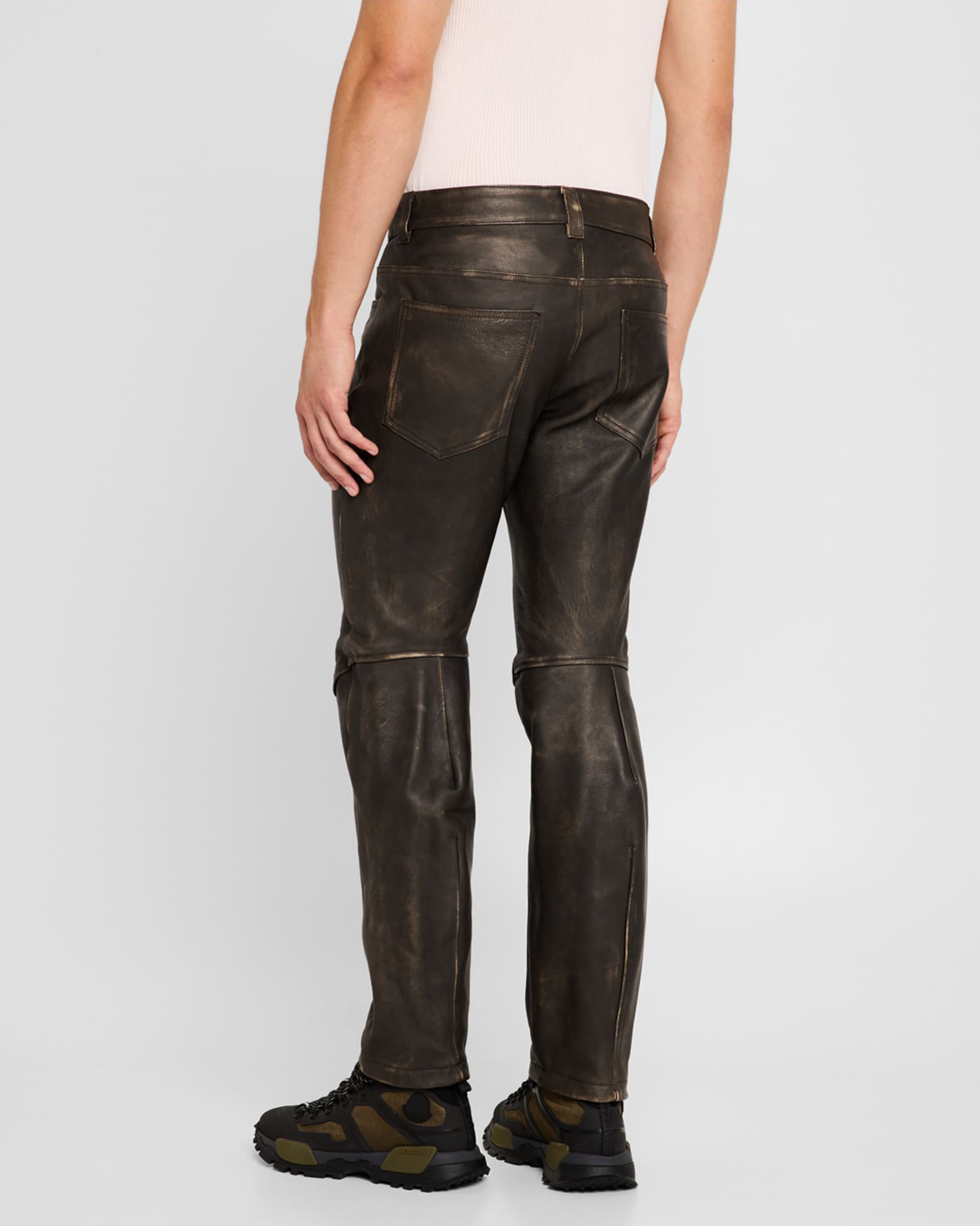 Men's 5-Pocket Leather Biker Pants 1