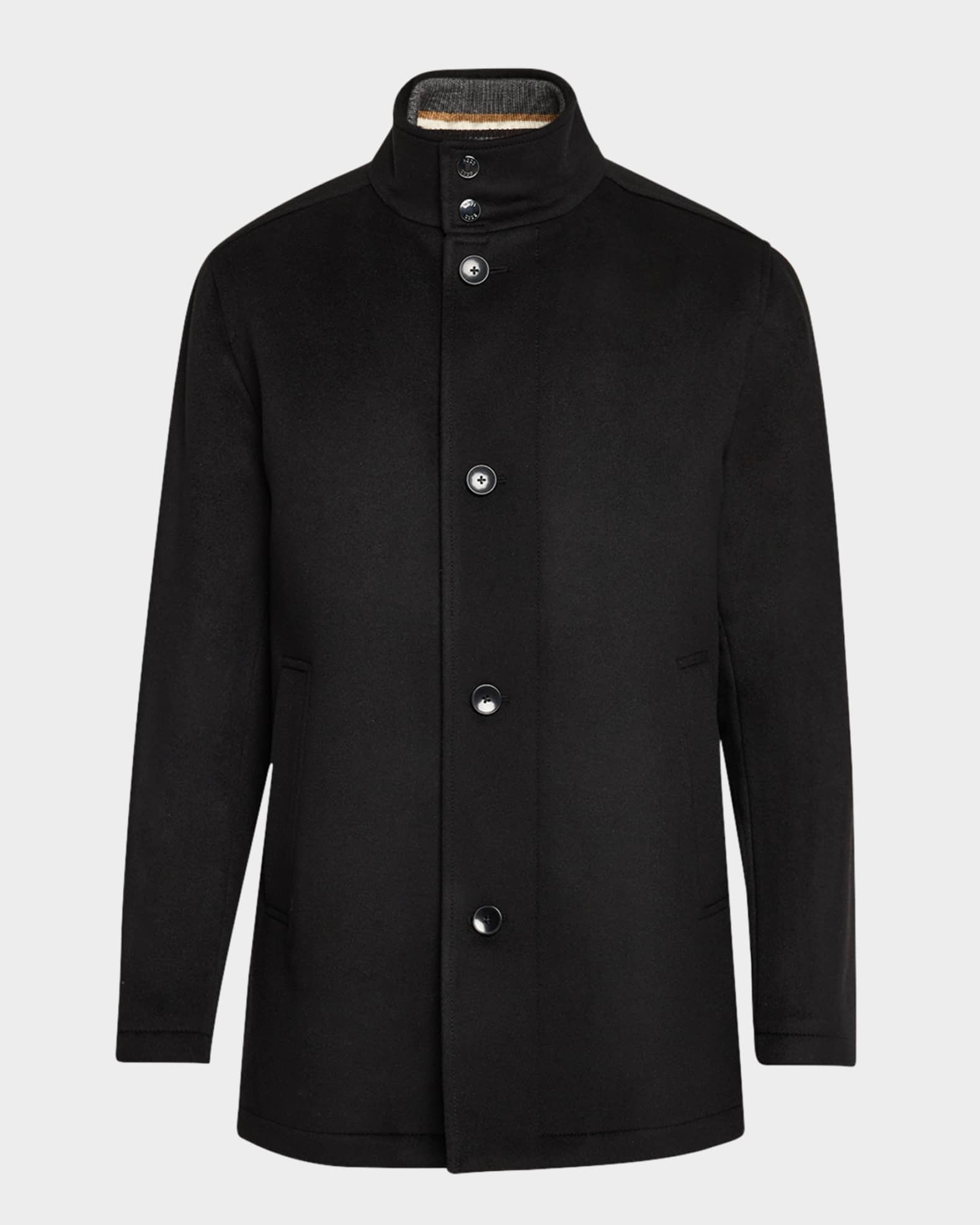 Hugo Boss Men s Coxtan Wool Cashmere Coat with Removable Bib Black