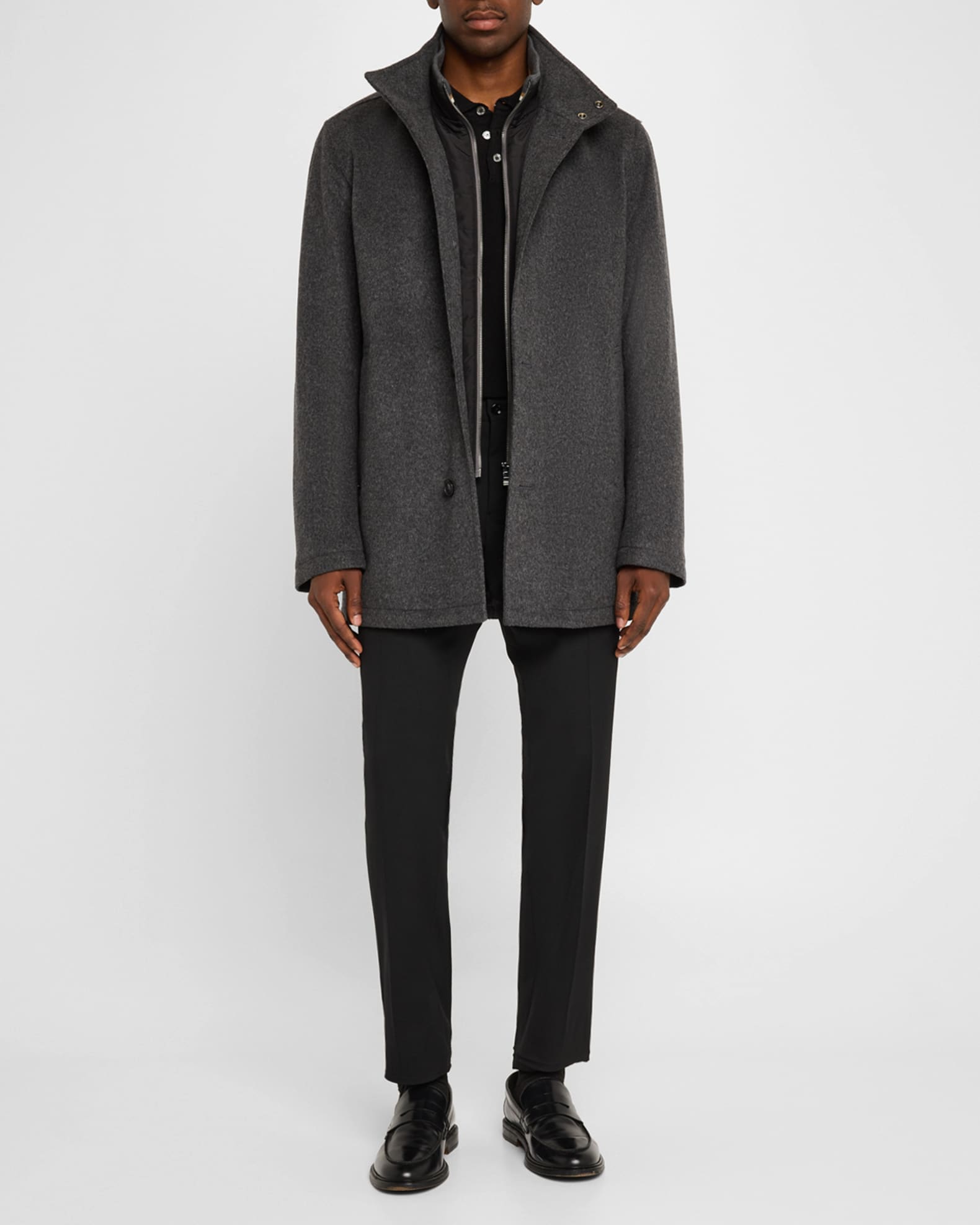 Men's Coxtan Wool-Cashmere Coat with Removable Bib 1