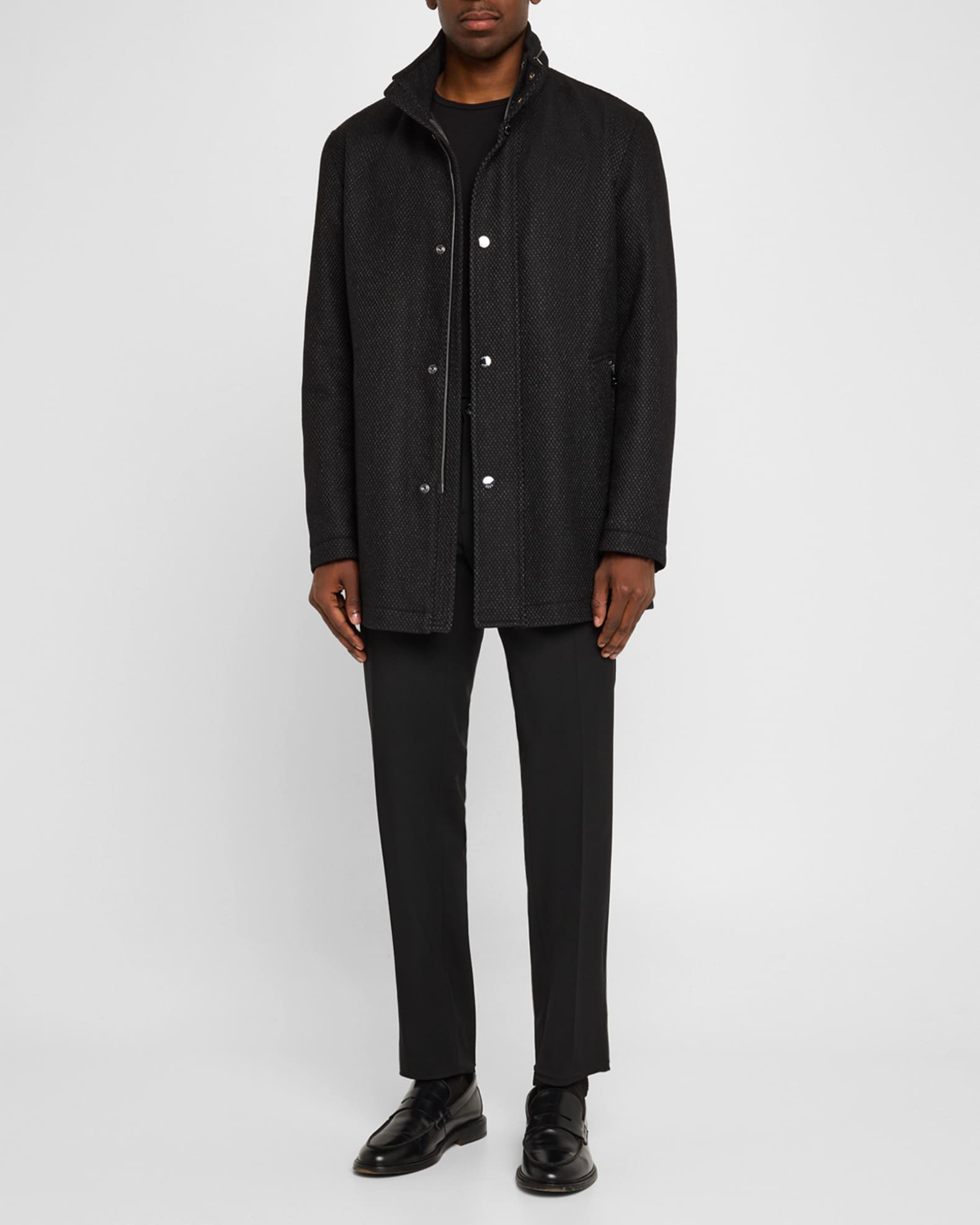 Men's Camron Herringbone Wool Coat - Thumbnail 2
