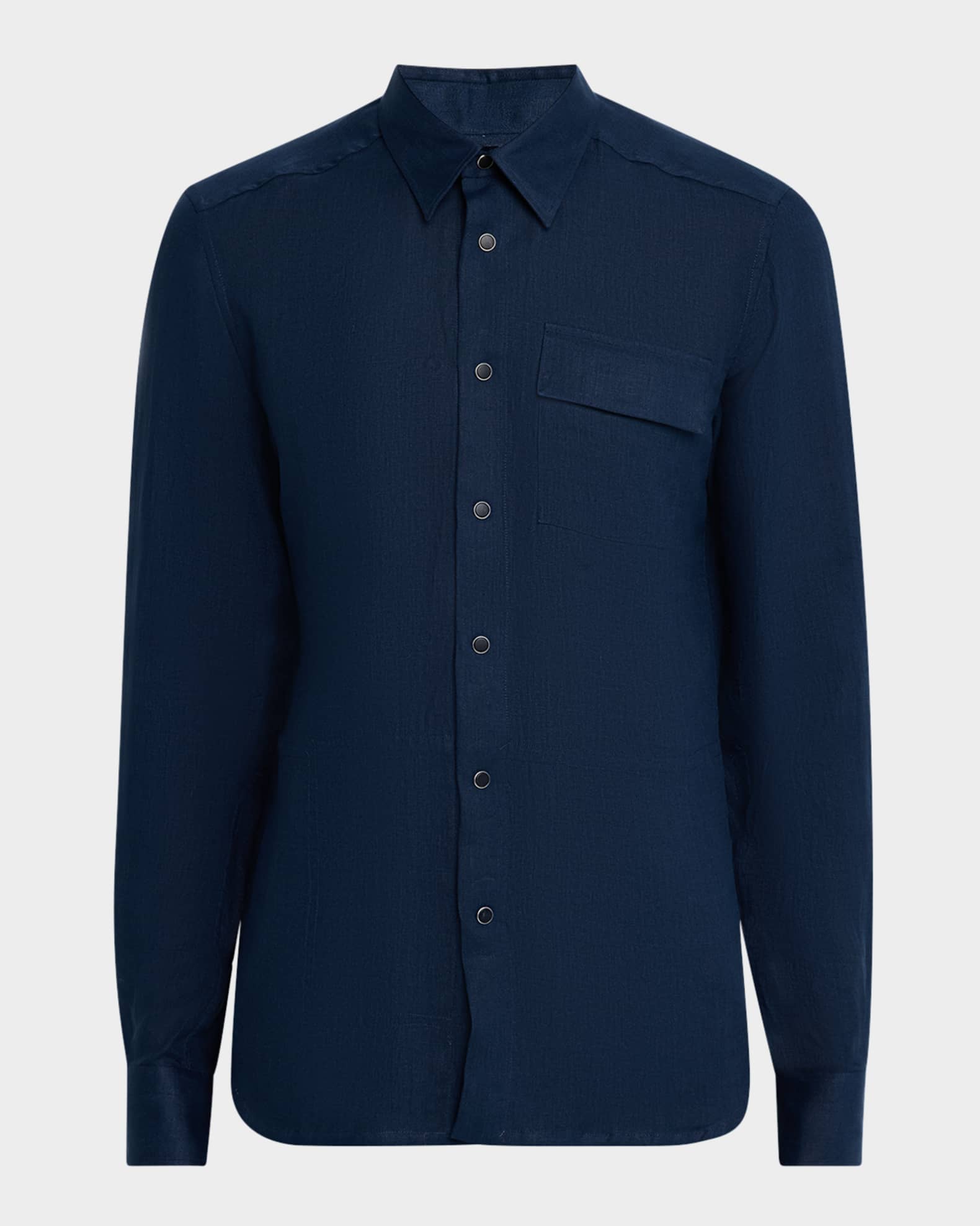 Men's Linen Snap-Front Overshirt 0