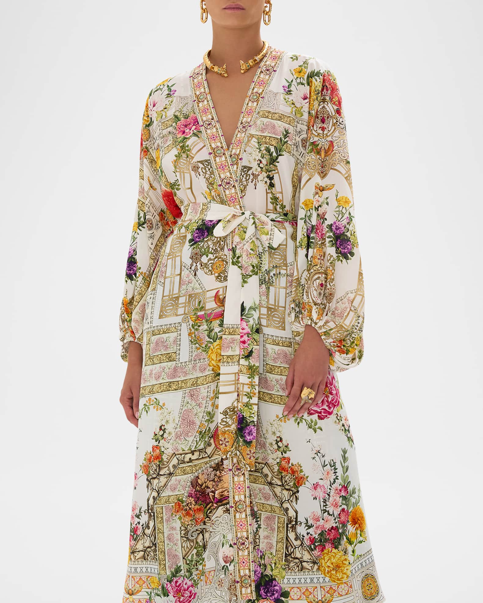Camilla Blouson Sleeve Silk Cover Up