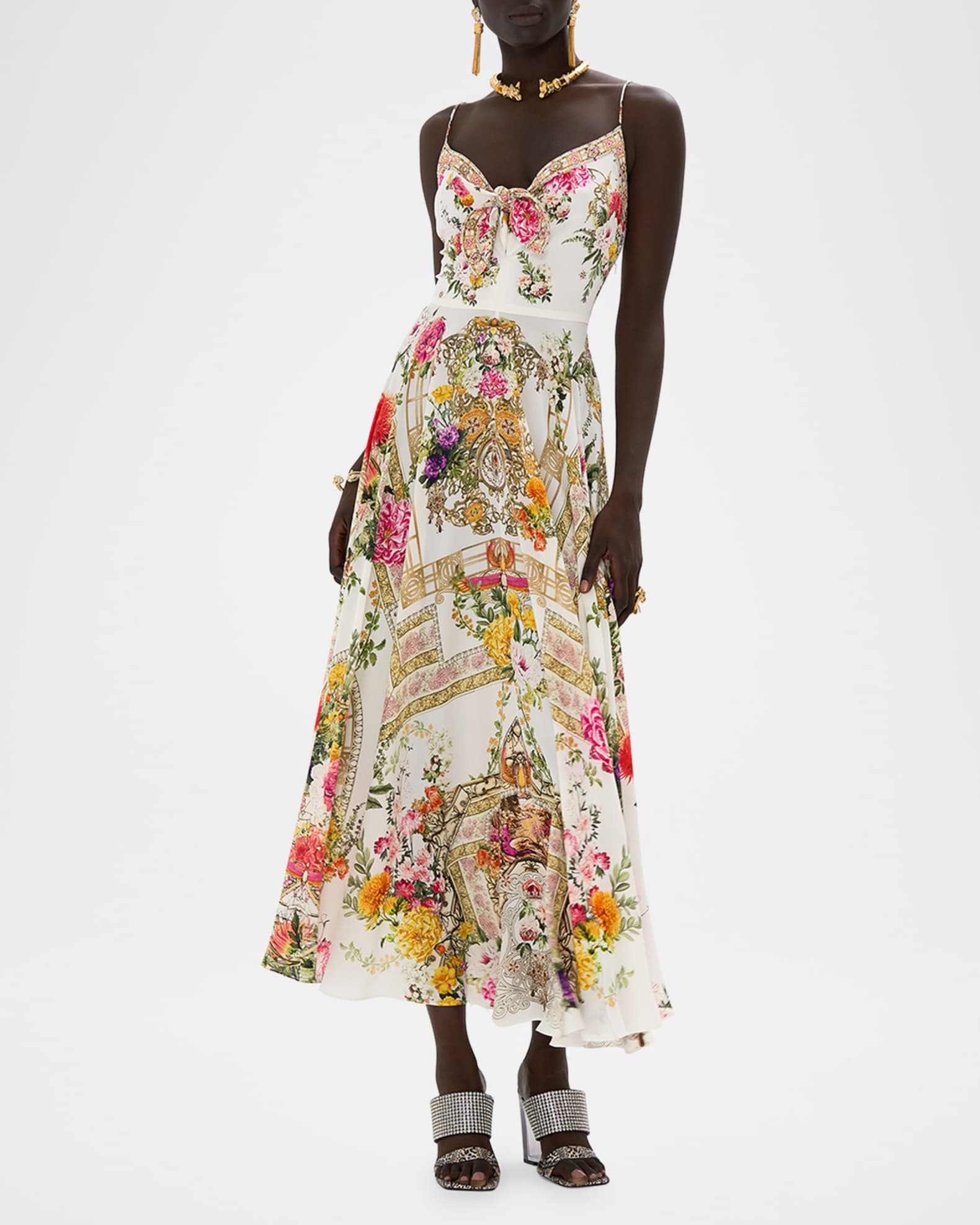 Egyptian Rose Tie-Front Maxi Dress 0