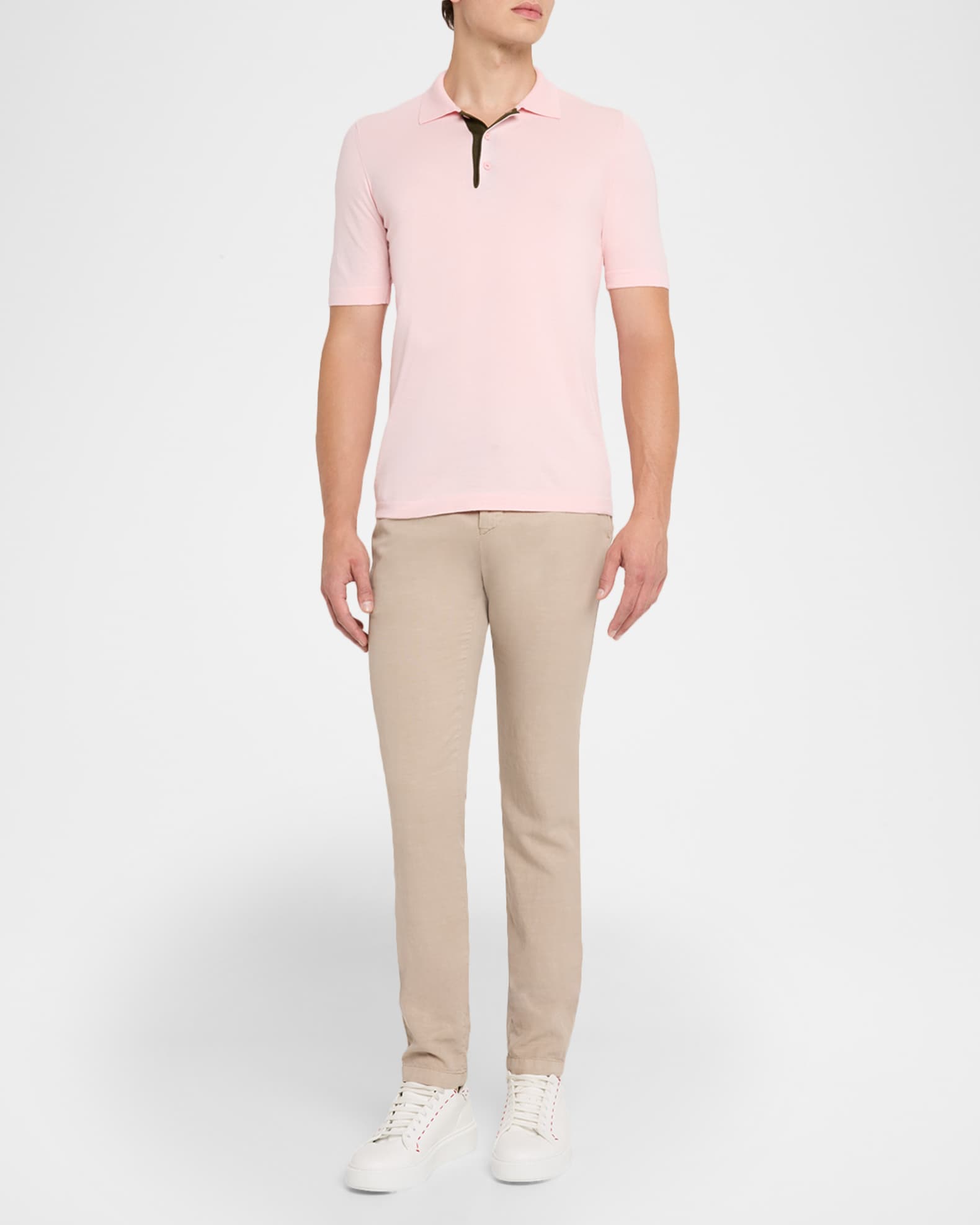 Men's Short-Sleeve Contrast-Placket Polo Shirt 1