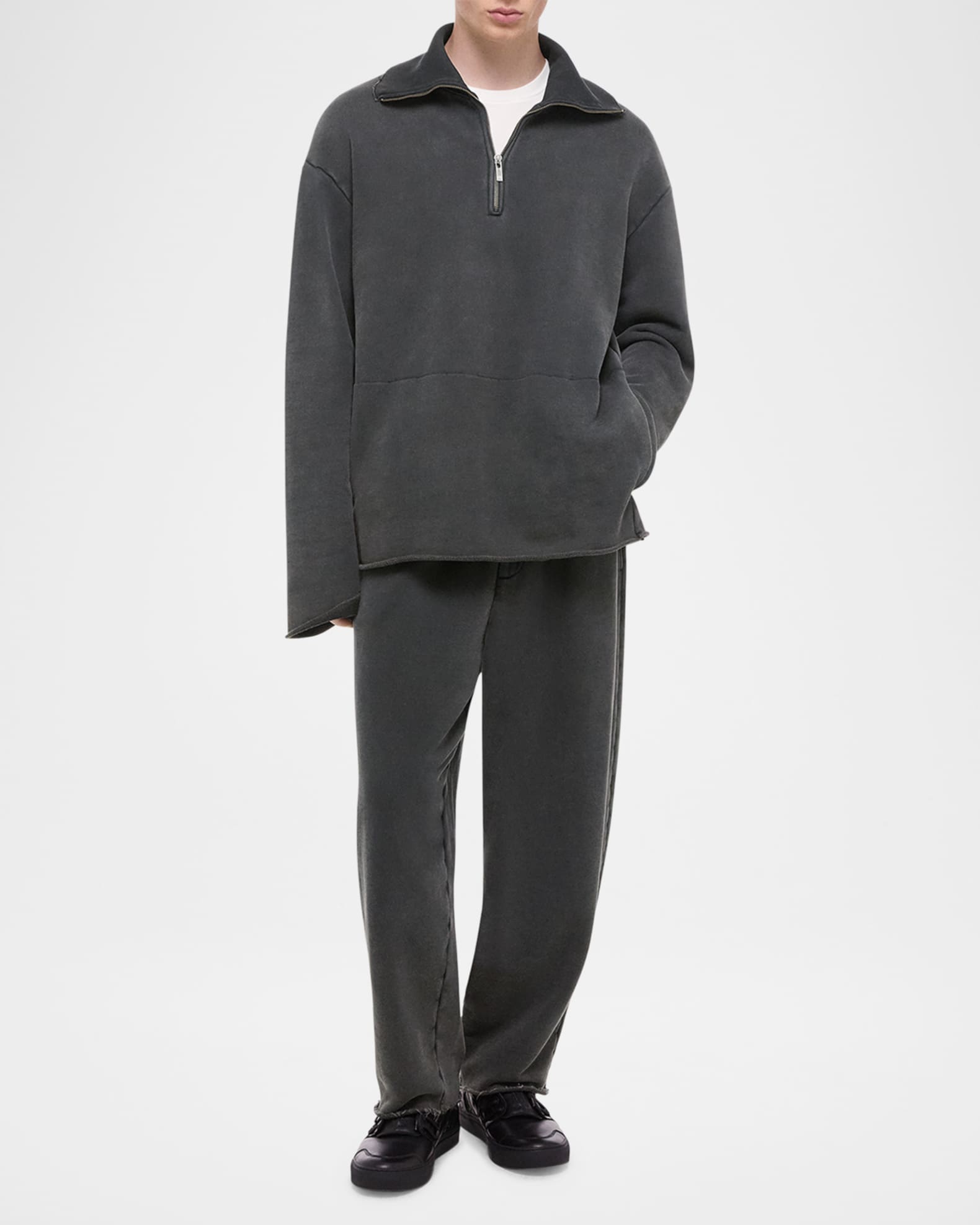 Men's Washed Quarter-Zip Oversized Sweatshirt 1
