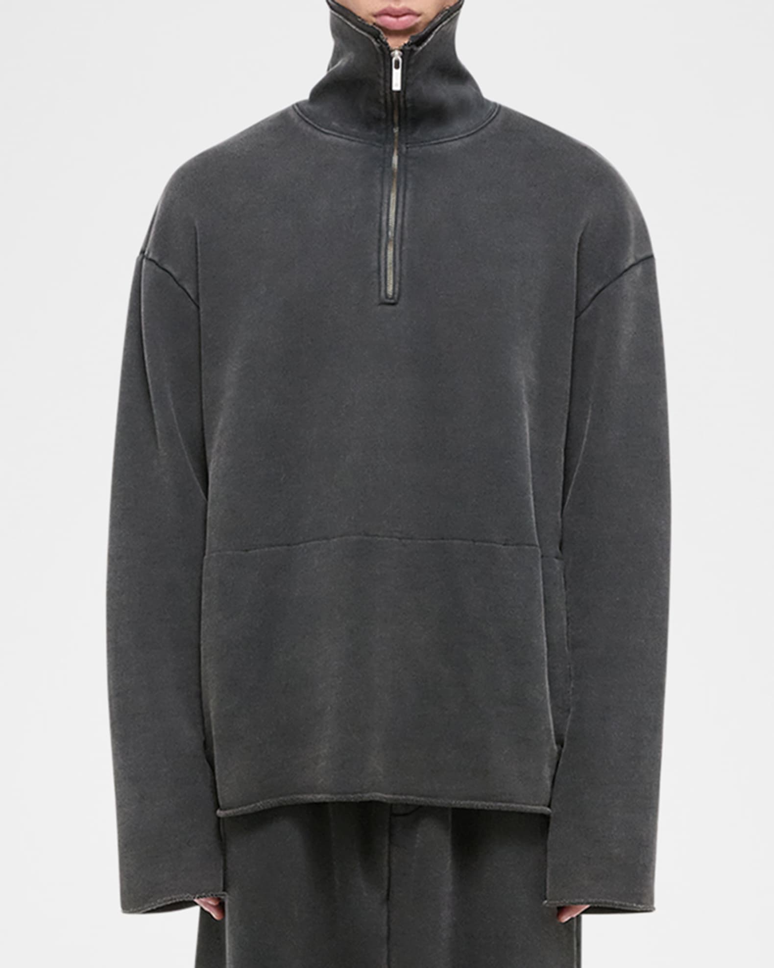 Men's Washed Quarter-Zip Oversized Sweatshirt