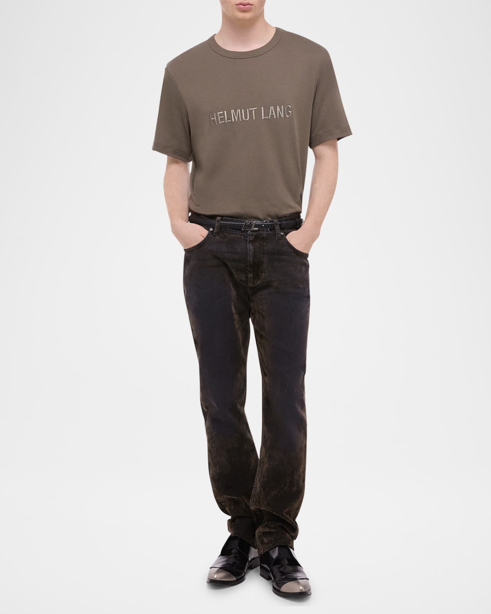 Men's Slim-Fit Flocked Denim Jeans 1