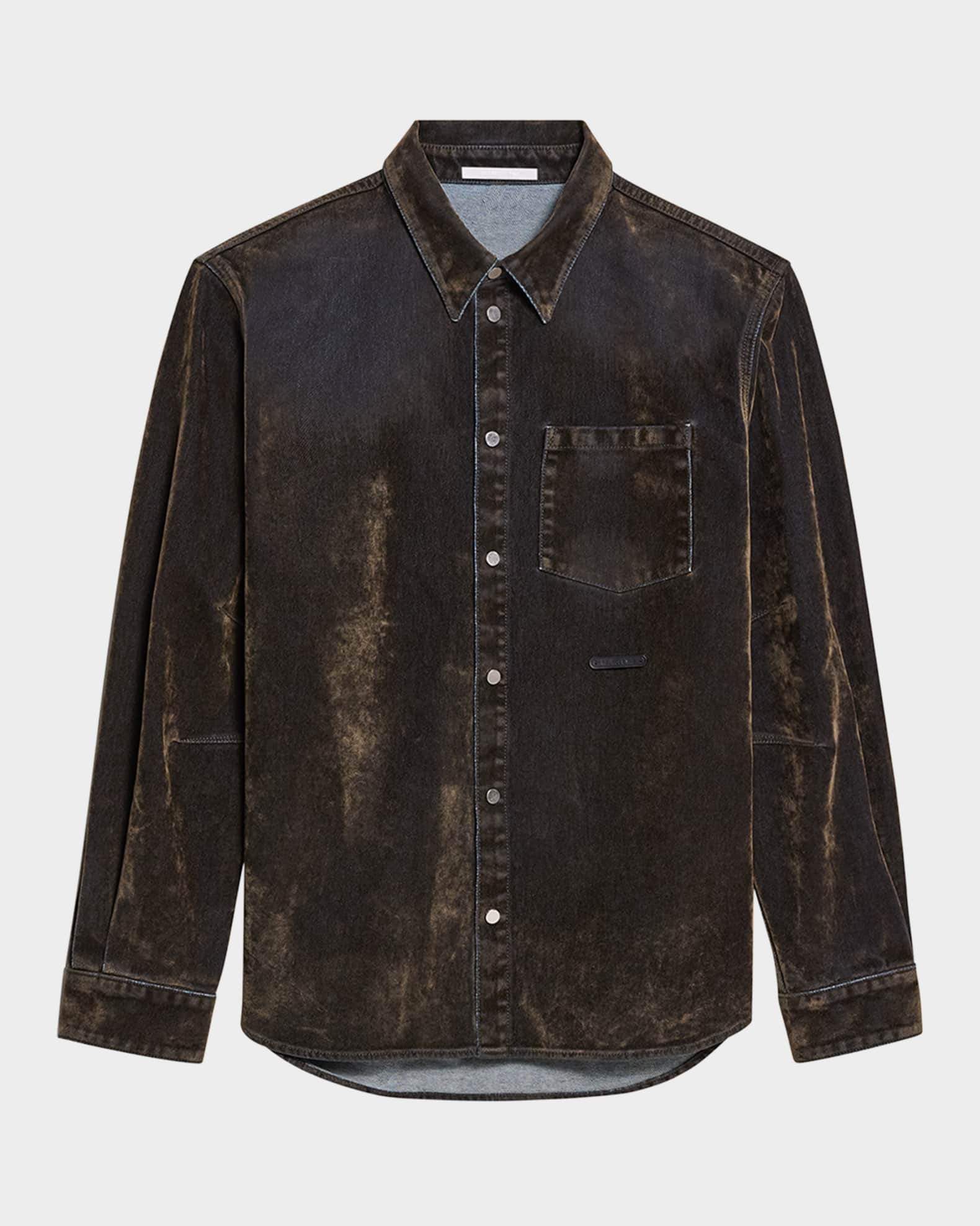 Men's Flocked Denim Curved Shirt 0