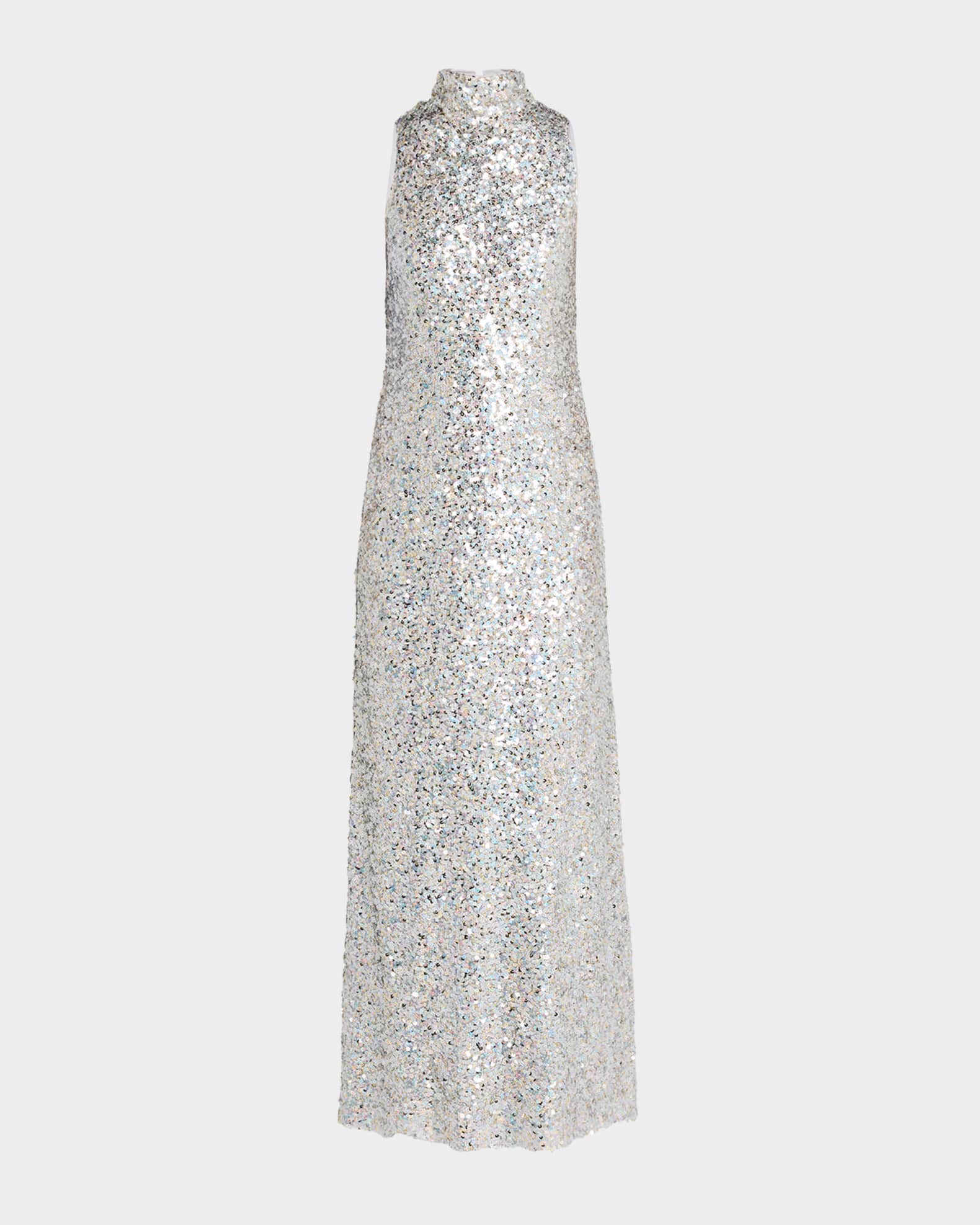 Sculpty High-Neck Sequined Dress 0