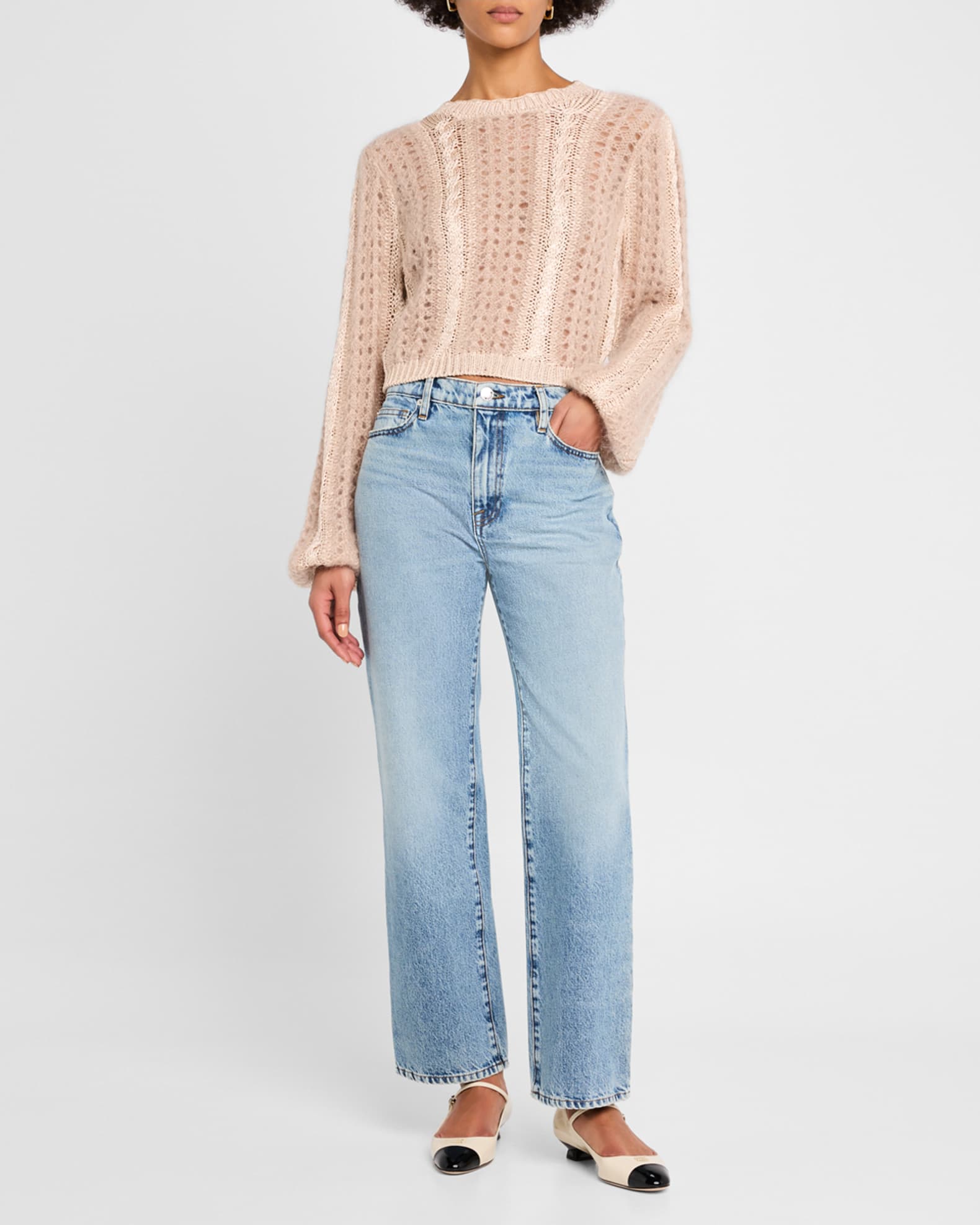 Femme Cable Mix Crewneck Sweater  1