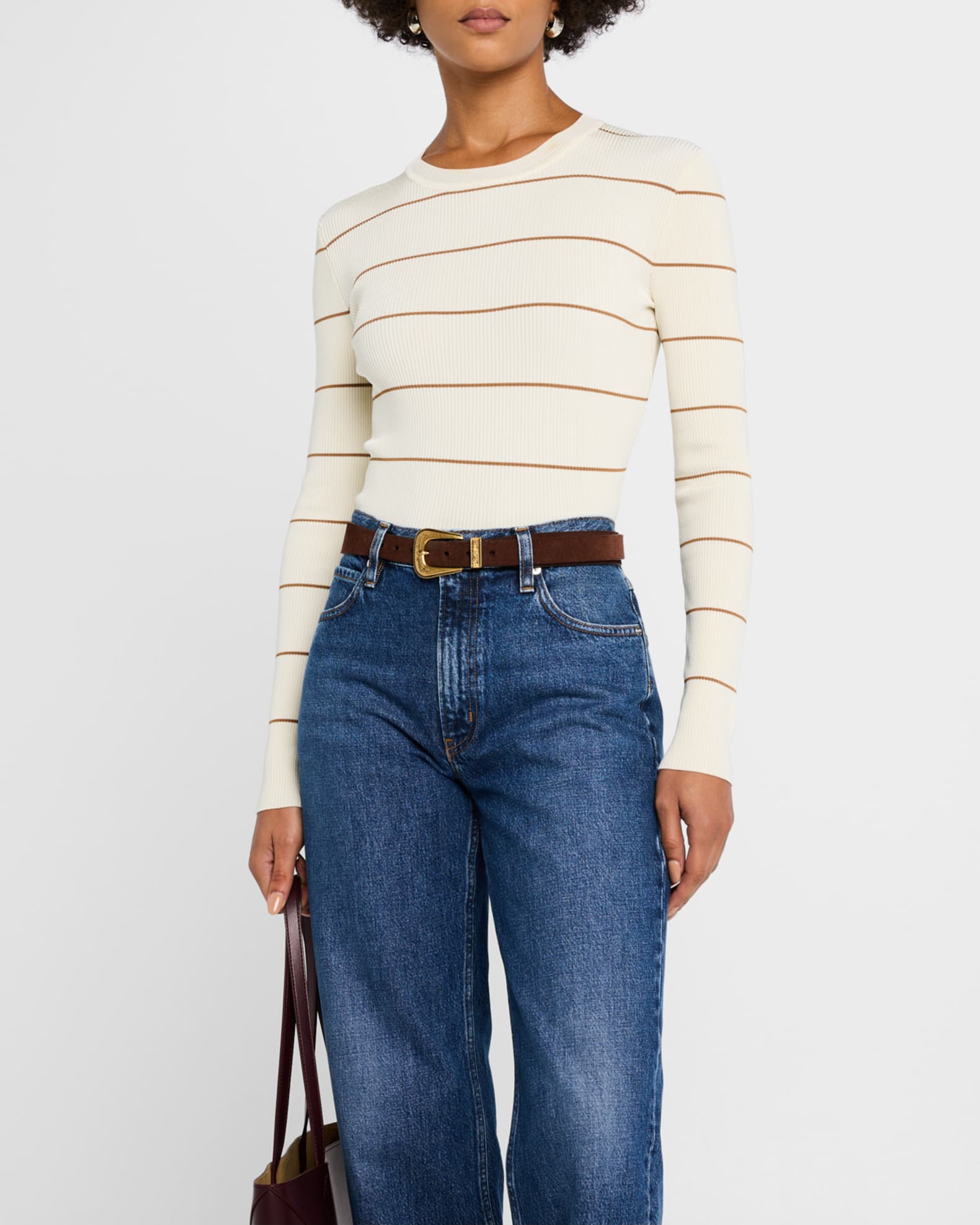新品　正規品　BRIEFING STRIPE CREW NECK KNIT KW18-CN6-432_Ocean_Stripe_01.
