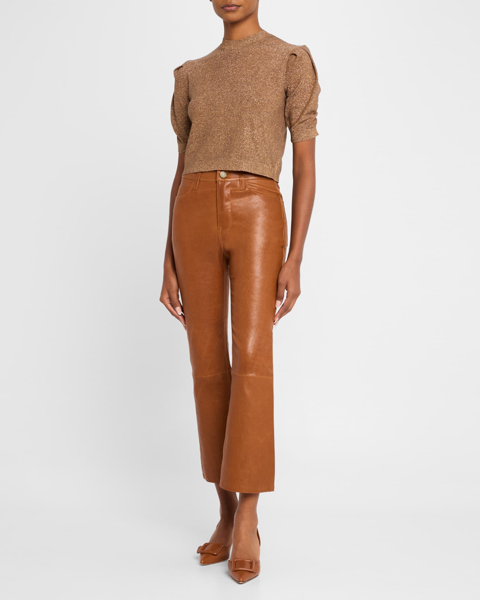 Sparkly Ruched-Sleeve Sweater 1