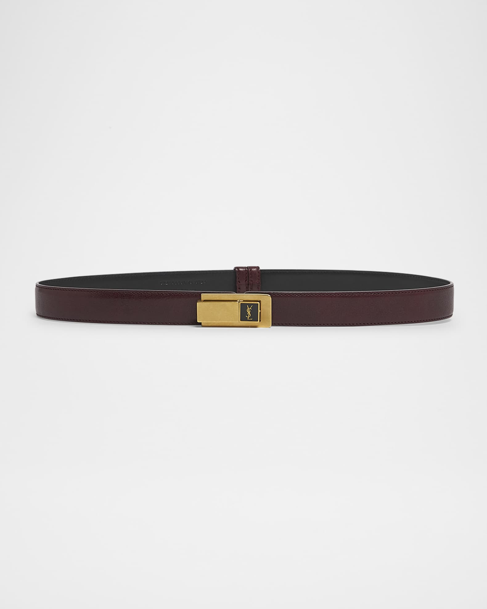 ベルト SAINT LAURENT REVERSIBLE BELT IN BLACK/BURGUNDY LEATHER Saint Laurent YSL Skinny Leather Belt | Neiman Marcus