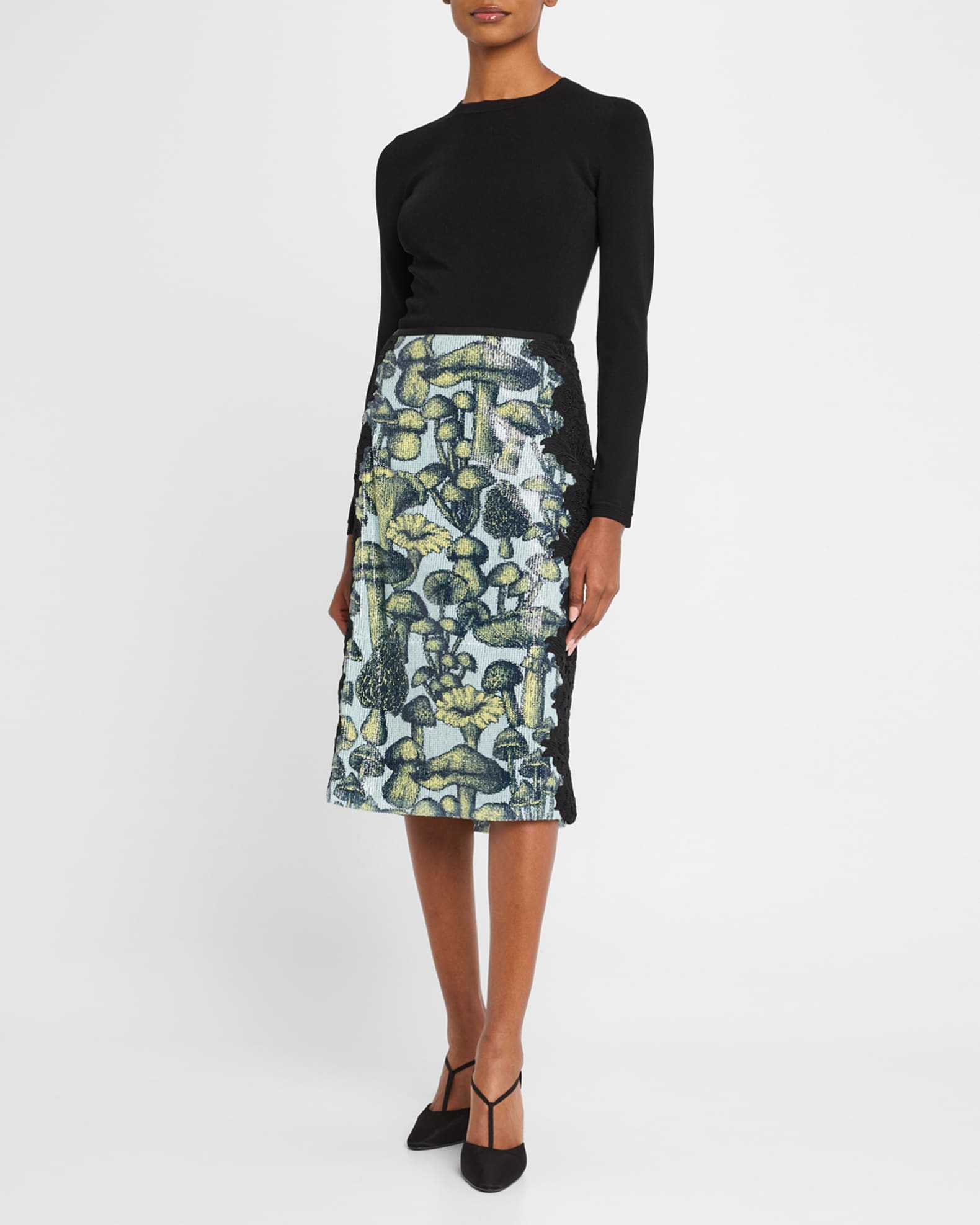 Sequined Mushroom Lace Slip Skirt 1