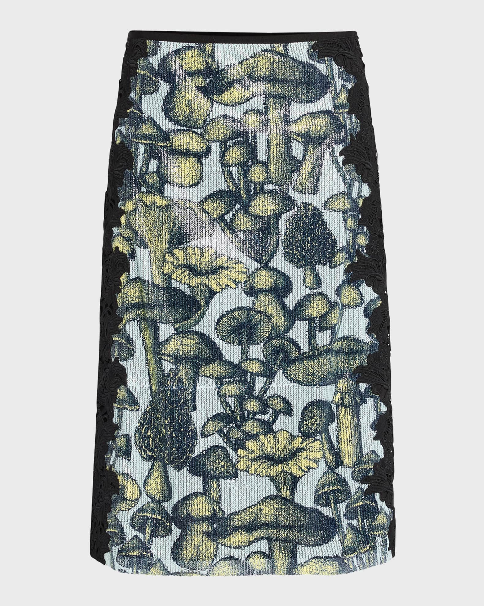 Sequined Mushroom Lace Slip Skirt 0