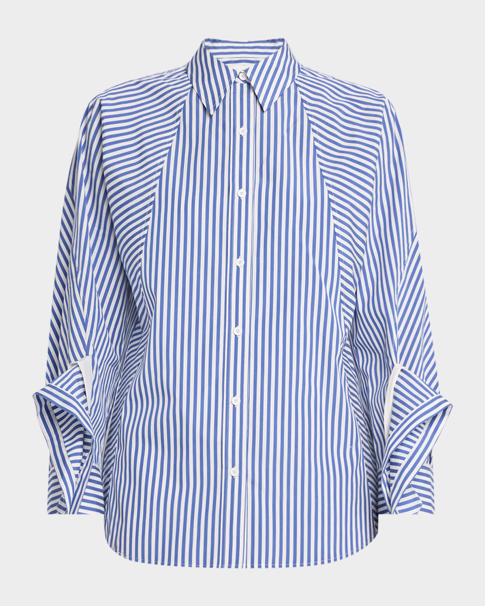Stripe Draped-Sleeve Top 0